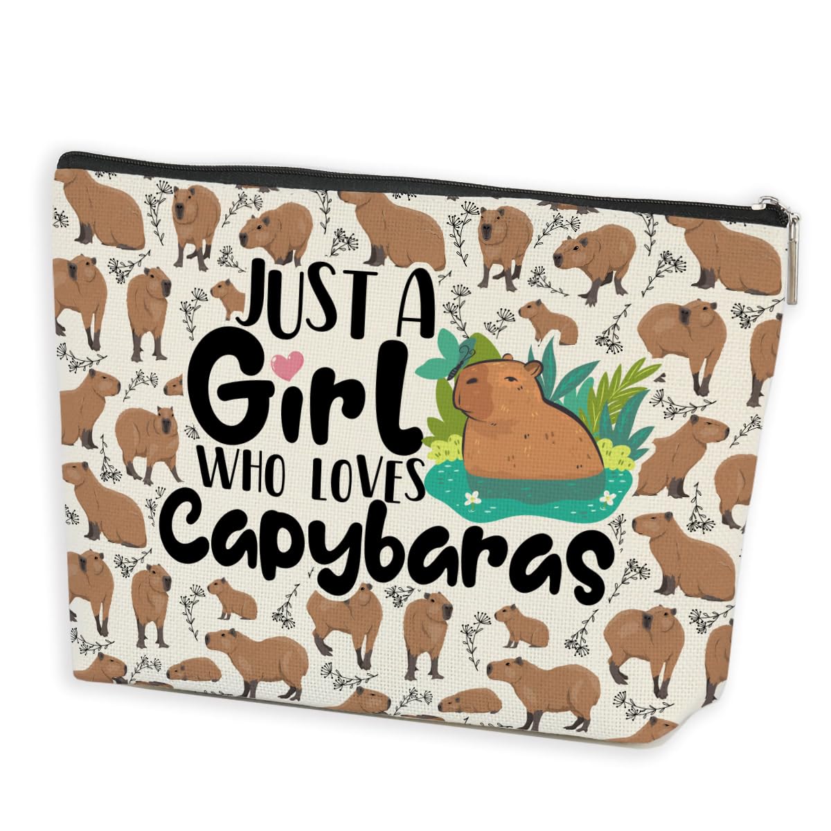 Bolsa De Maquillaje Azteoiz Capybara De Lino Impermeable 9.7 X 7 Pulgadas - Venta Internacional.