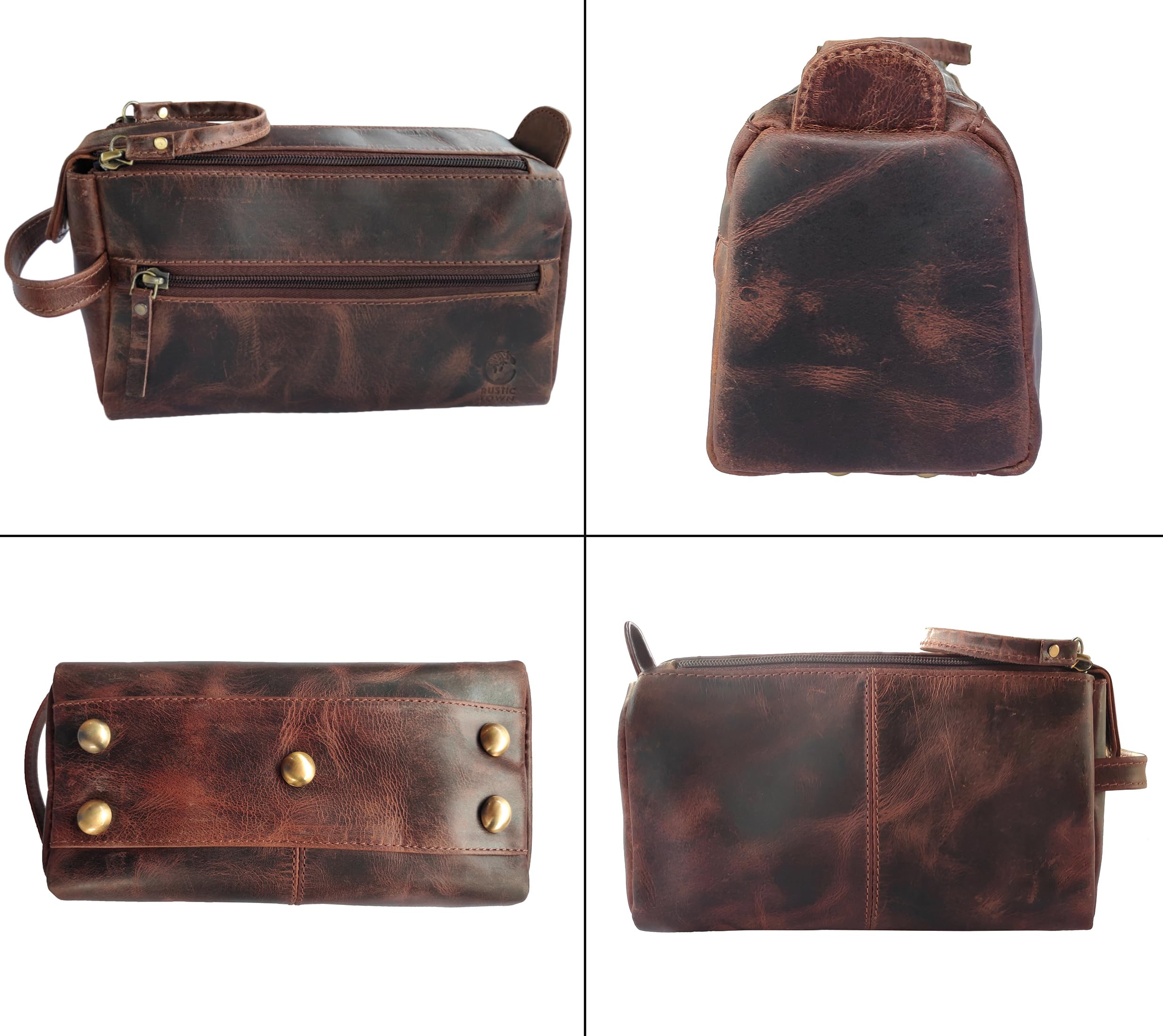 Foto 6 | Neceser Rustic Town De Piel Para Hombre, Color Marrón Nogal - Venta Internacional.