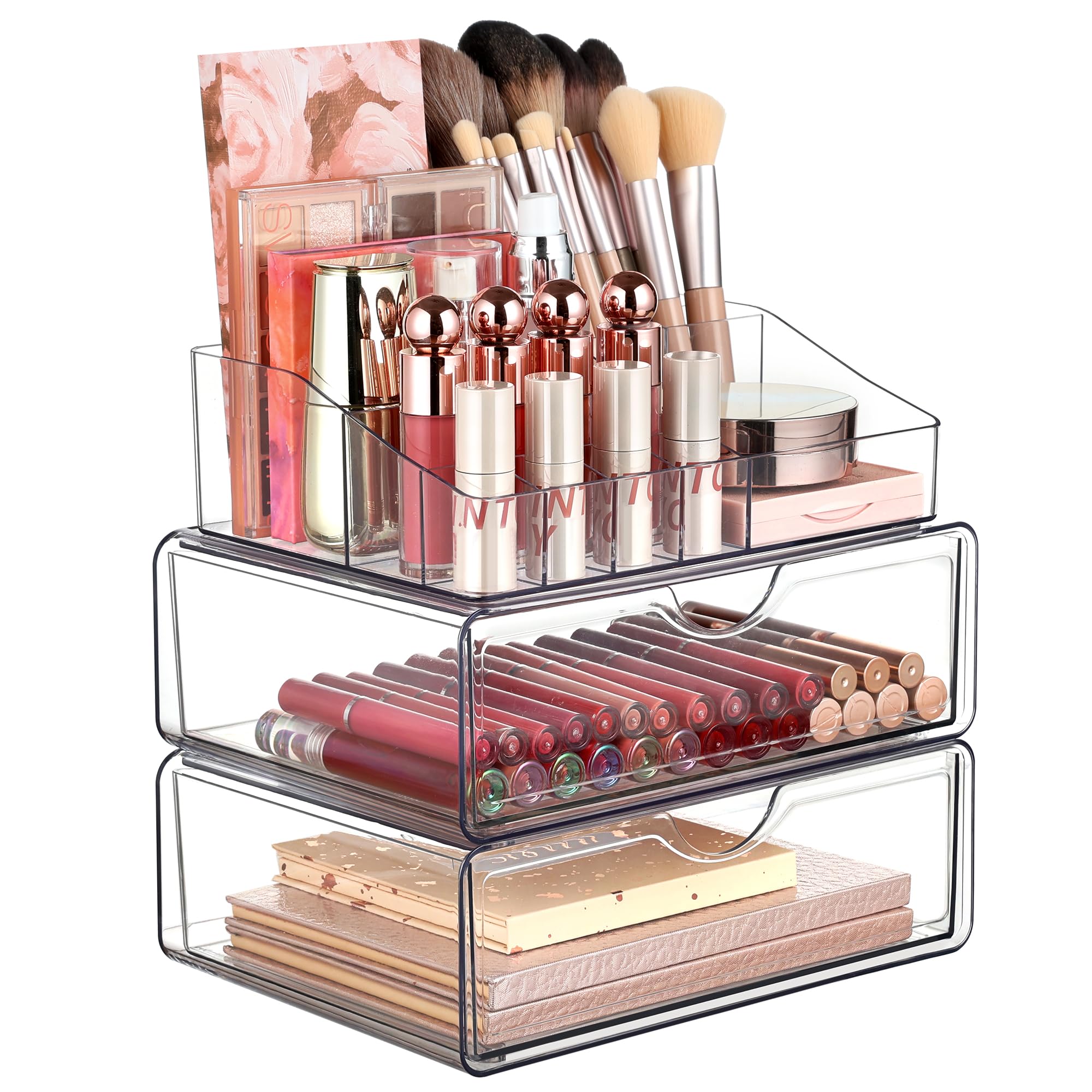 Organizador De Maquillaje Vtopmart De 3 Niveles Con Cajón De Plástico Transparente - Venta Internacional.