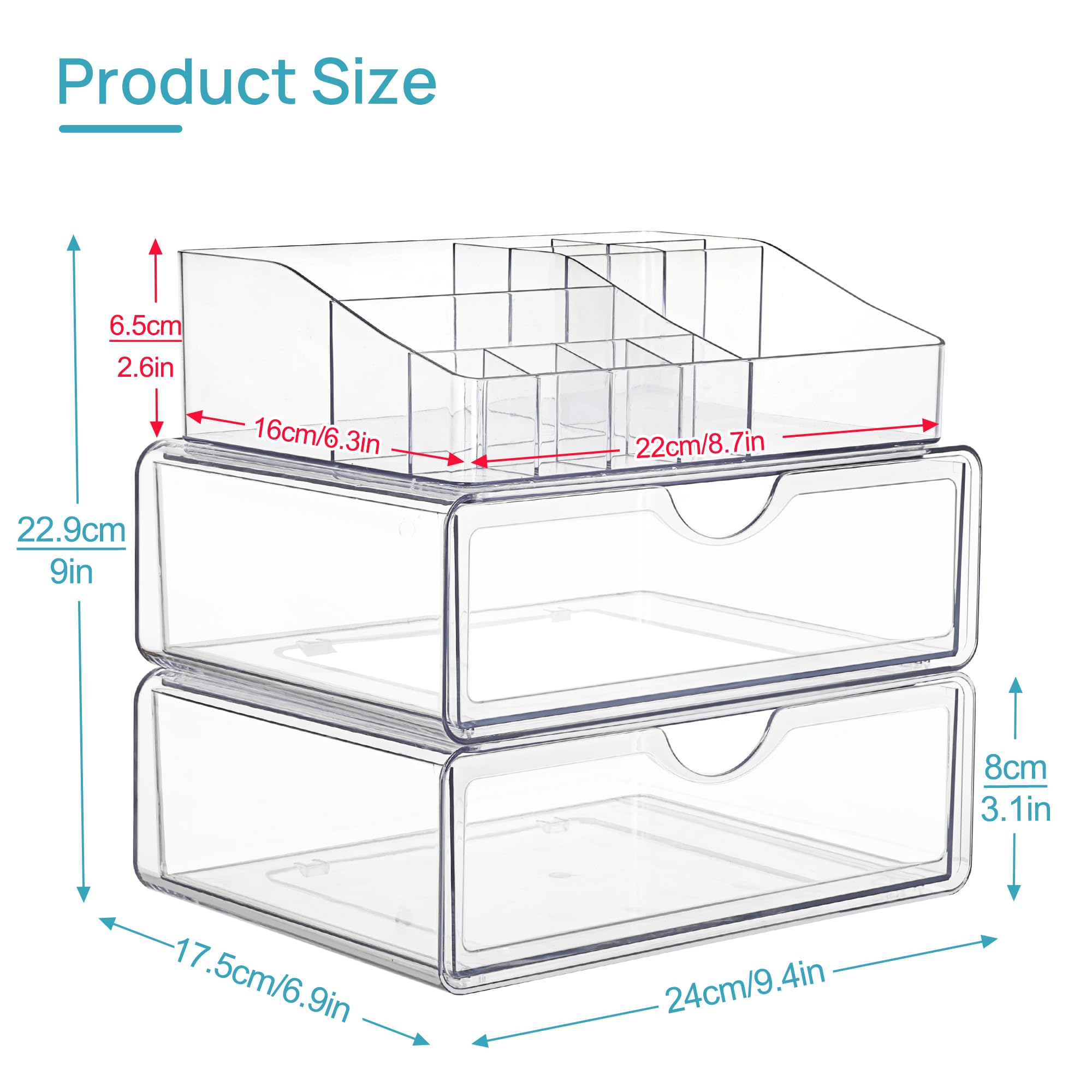 Foto 6 pulgar | Organizador De Maquillaje Vtopmart De 3 Niveles Con Cajón De Plástico Transparente - Venta Internacional.