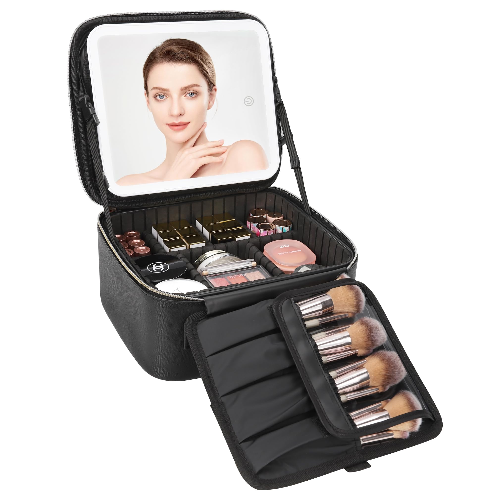 Bolsa De Maquillaje Relavel Travel Con Espejo Led Y Almacenamiento De Maquillaje - Venta Internacional.