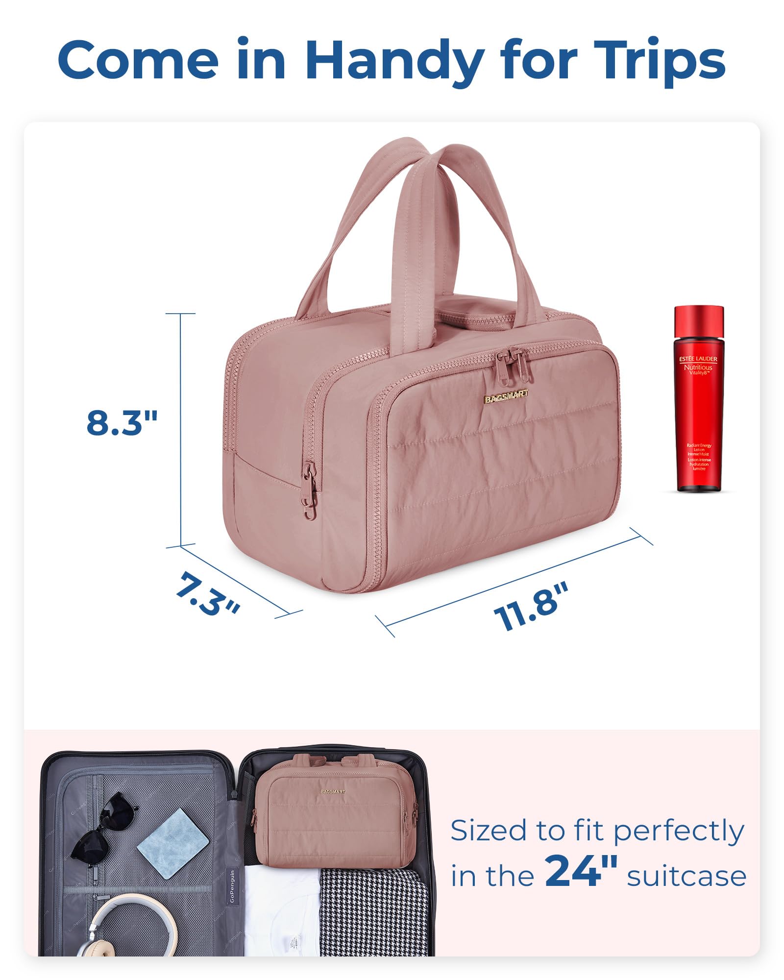 Foto 7 pulgar | Neceser Bagsmart Travel Ligero Para Mujer Rosa - Venta Internacional.