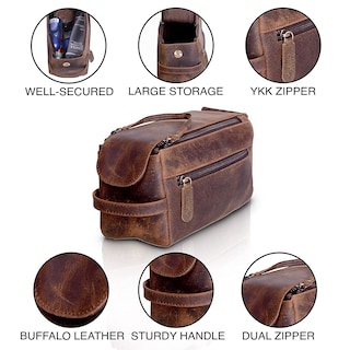 Foto 3 | Neceser Komalc Premium De Piel De Búfalo Unisex De Viaje - Venta Internacional.