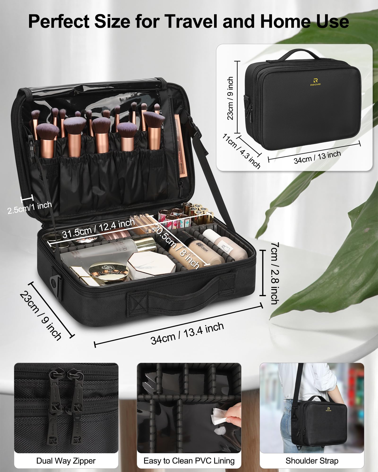 Foto 6 pulgar | Organizador De Viaje Makeup Train Case Relavel Con Separadores Ajustables - Venta Internacional.