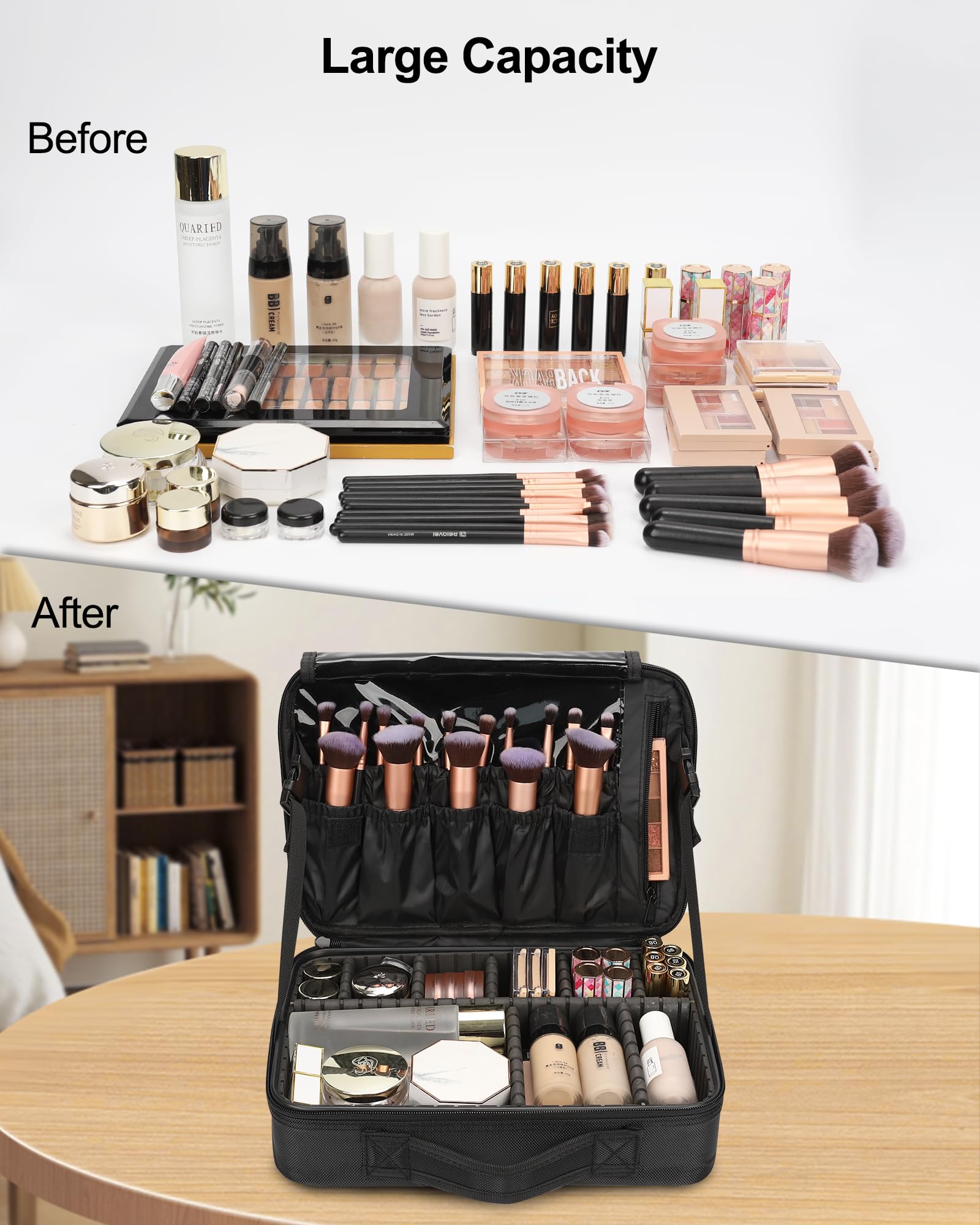 Foto 7 pulgar | Organizador De Viaje Makeup Train Case Relavel Con Separadores Ajustables - Venta Internacional.