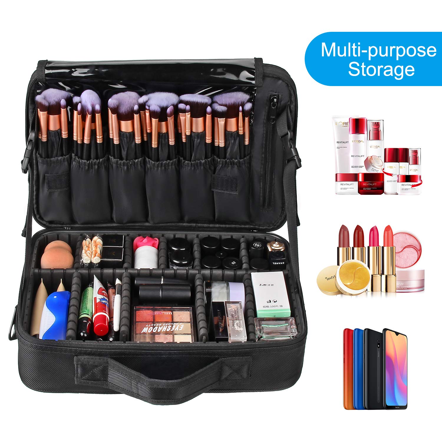 Foto 8 pulgar | Organizador De Viaje Makeup Train Case Relavel Con Separadores Ajustables - Venta Internacional.