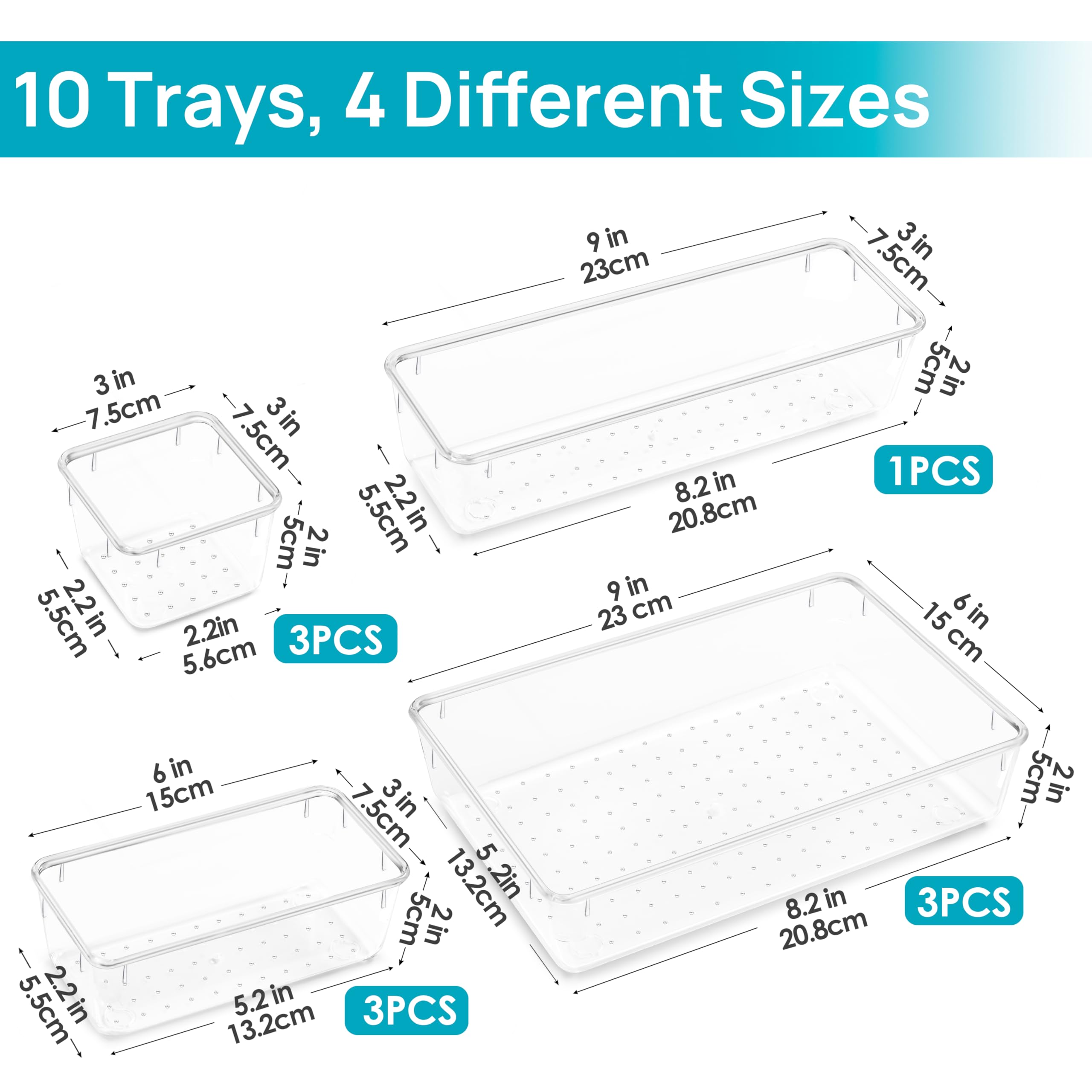 Foto 5 | Set Organizador De Cajones Vtopmart, 10 Unidades, Plástico Acrílico Transparente - Venta Internacional.