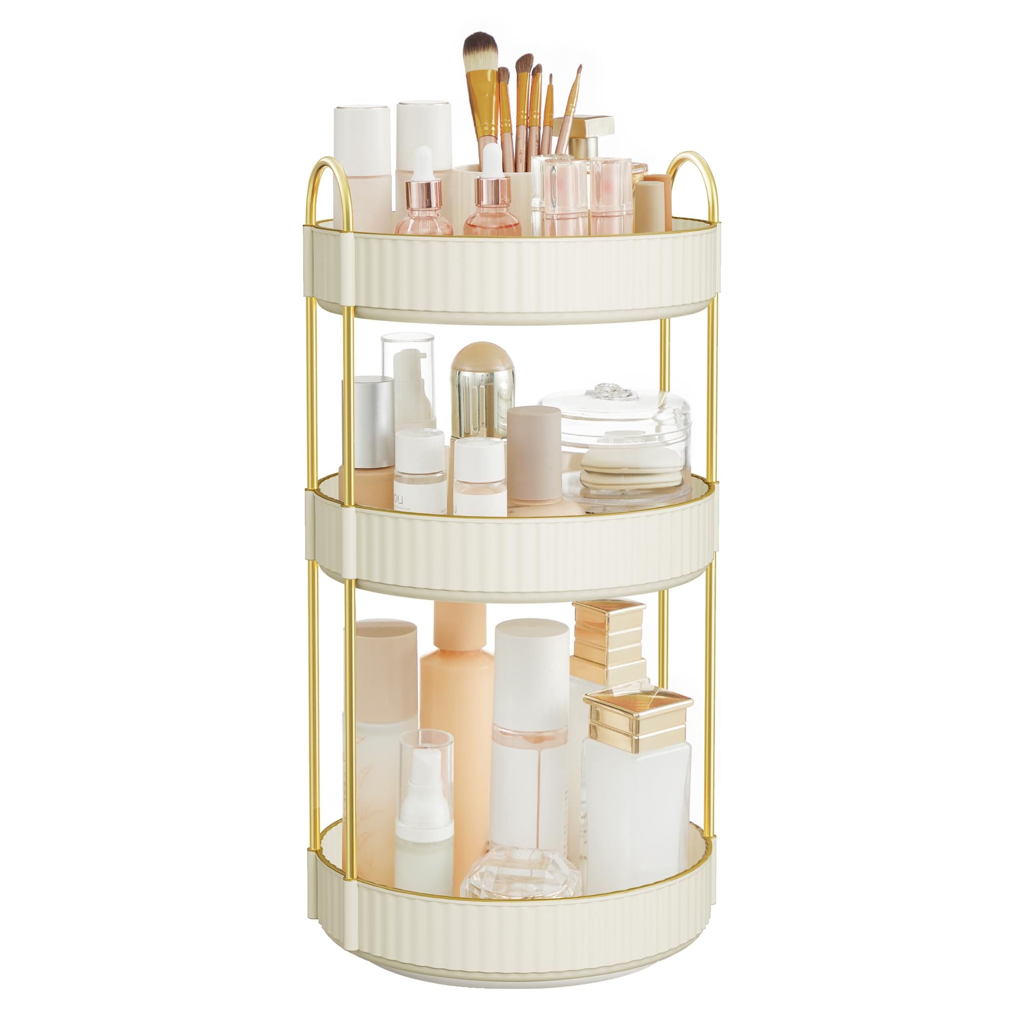 Organizador De Maquillaje Songmics, Redondo, Giratorio, De 3 Niveles, Color Blanco - Venta Internacional. $1,409