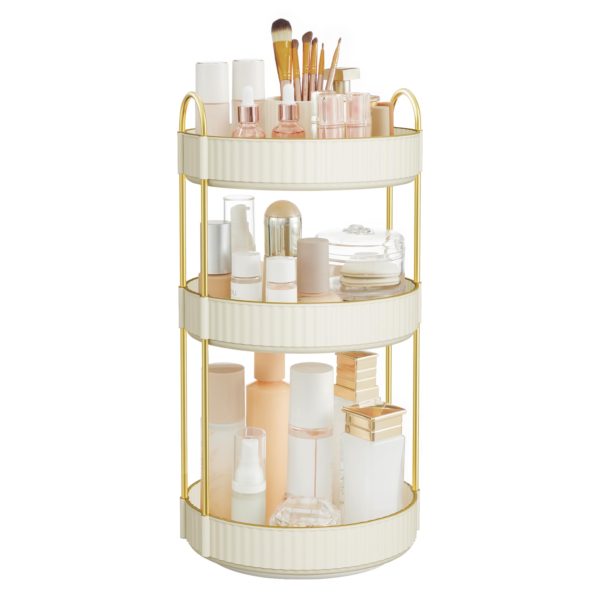 Organizador De Maquillaje Songmics, Redondo, Giratorio, De 3 Niveles, Color Blanco - Venta Internacional.