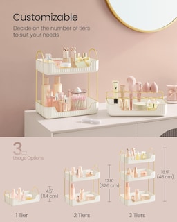 Foto 3 | Organizador de Maquillaje Songmics de 3 Niveles Blanco- Venta Internacional