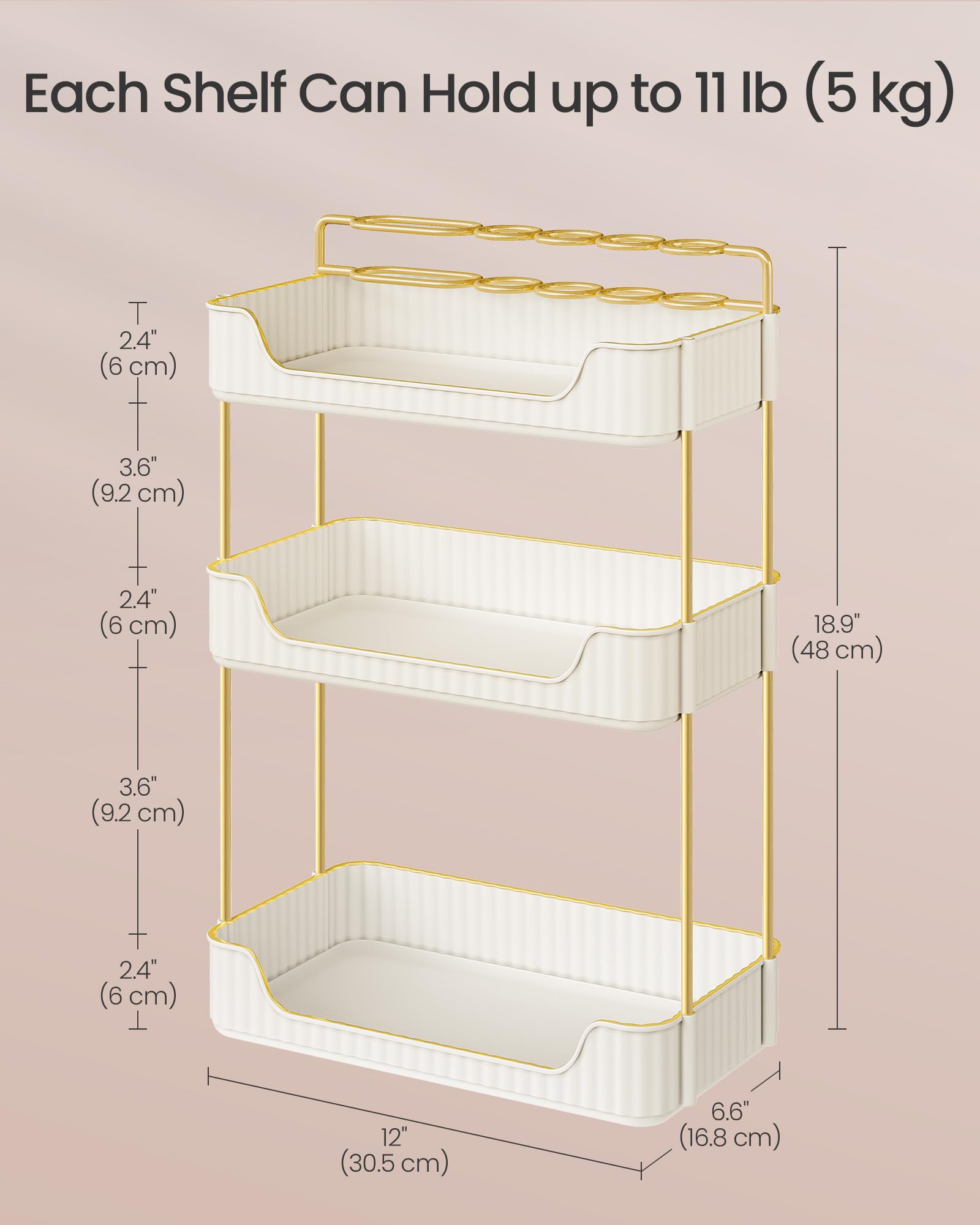 Foto 6 pulgar | Organizador de Maquillaje Songmics de 3 Niveles Blanco- Venta Internacional