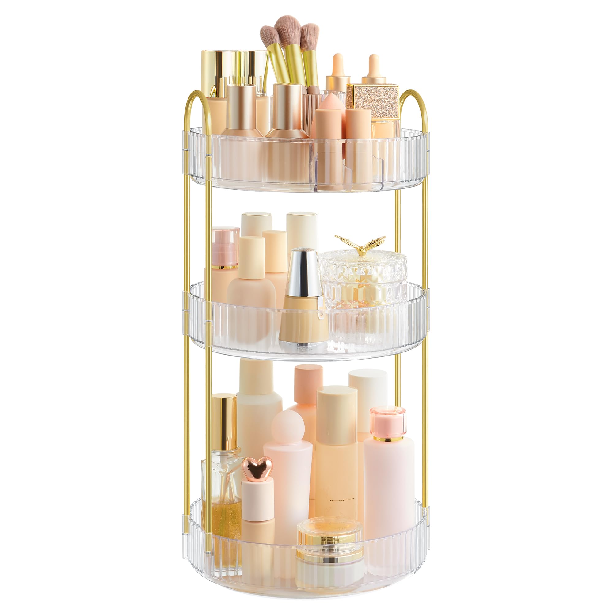 Organizador De Maquillaje Songmics De 3 Niveles, Redondo, Giratorio, Transparente - Venta Internacional.