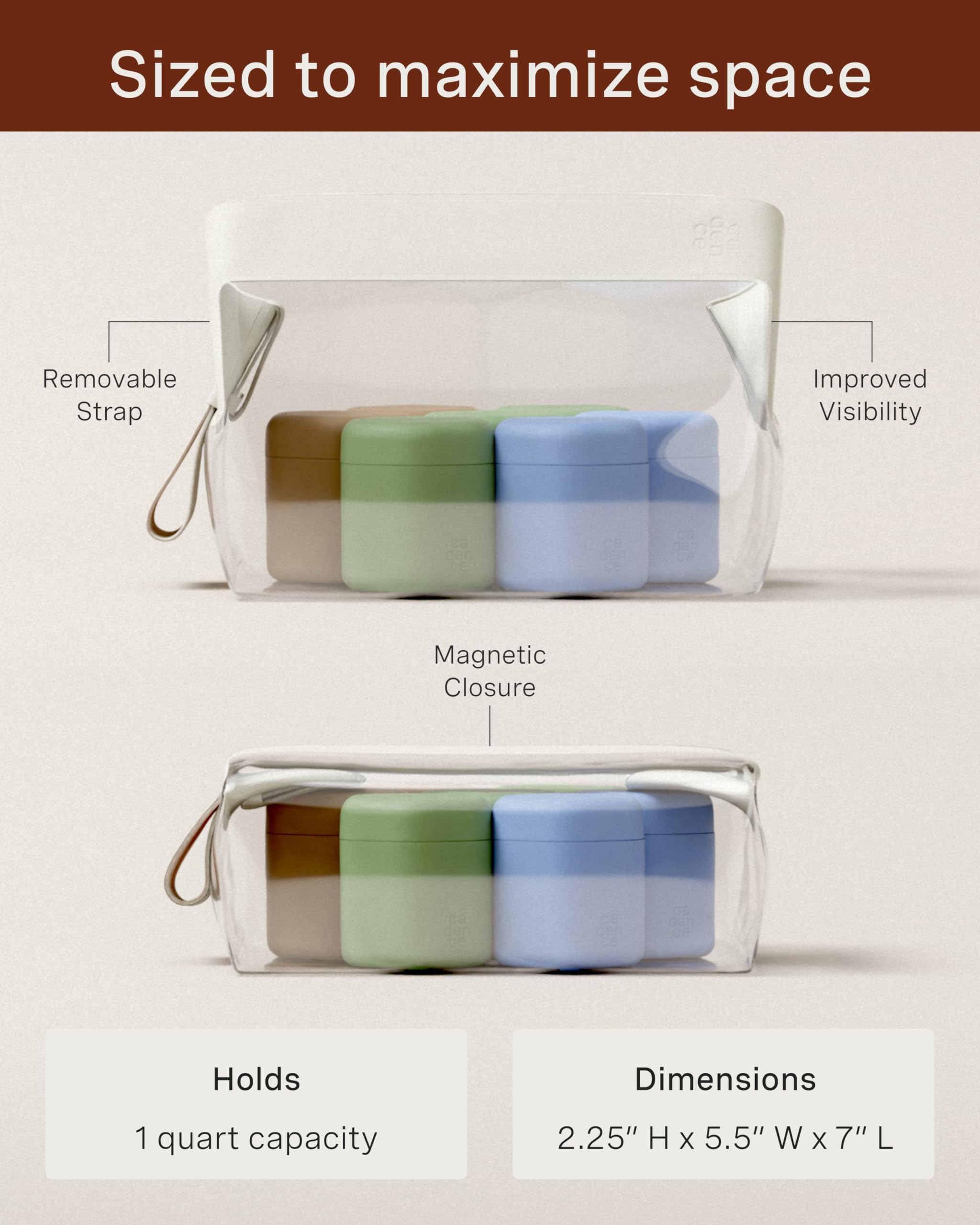 Foto 4 pulgar | Kit De Aseo De Viaje Cadence Parcel Clear Dopp Kit, 1 L - Venta Internacional.