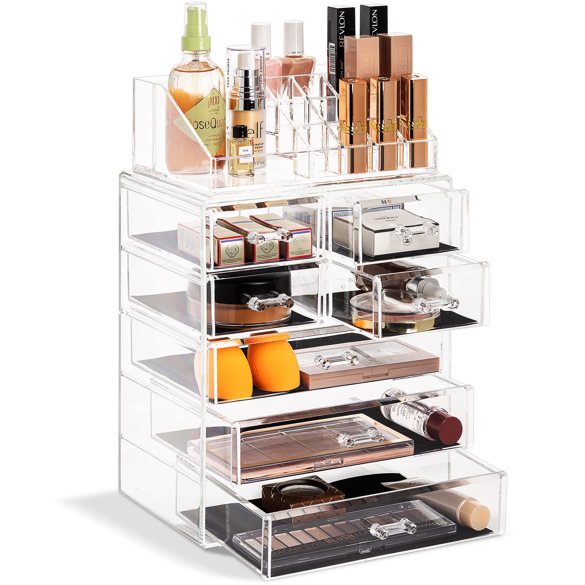 Organizador De Maquillaje Sorbus Transparente Con 3 Cajones Grandes Y 4 Pequeños - Venta Internacional.