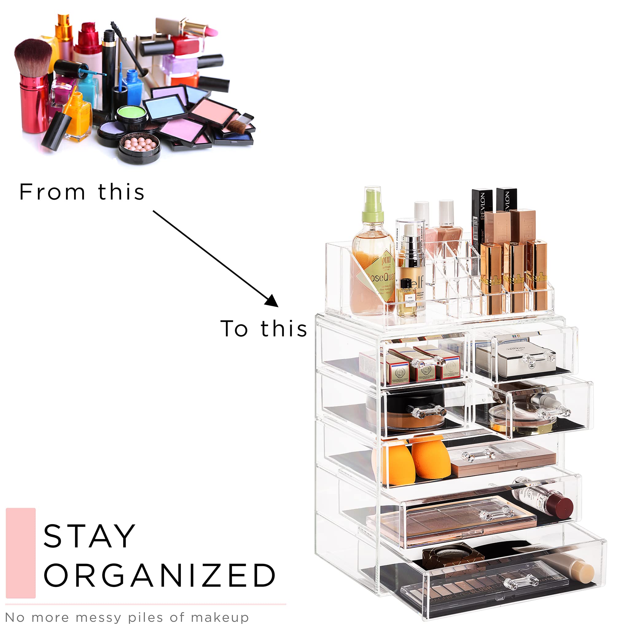 Foto 7 | Organizador De Maquillaje Sorbus Transparente Con 3 Cajones Grandes Y 4 Pequeños - Venta Internacional.