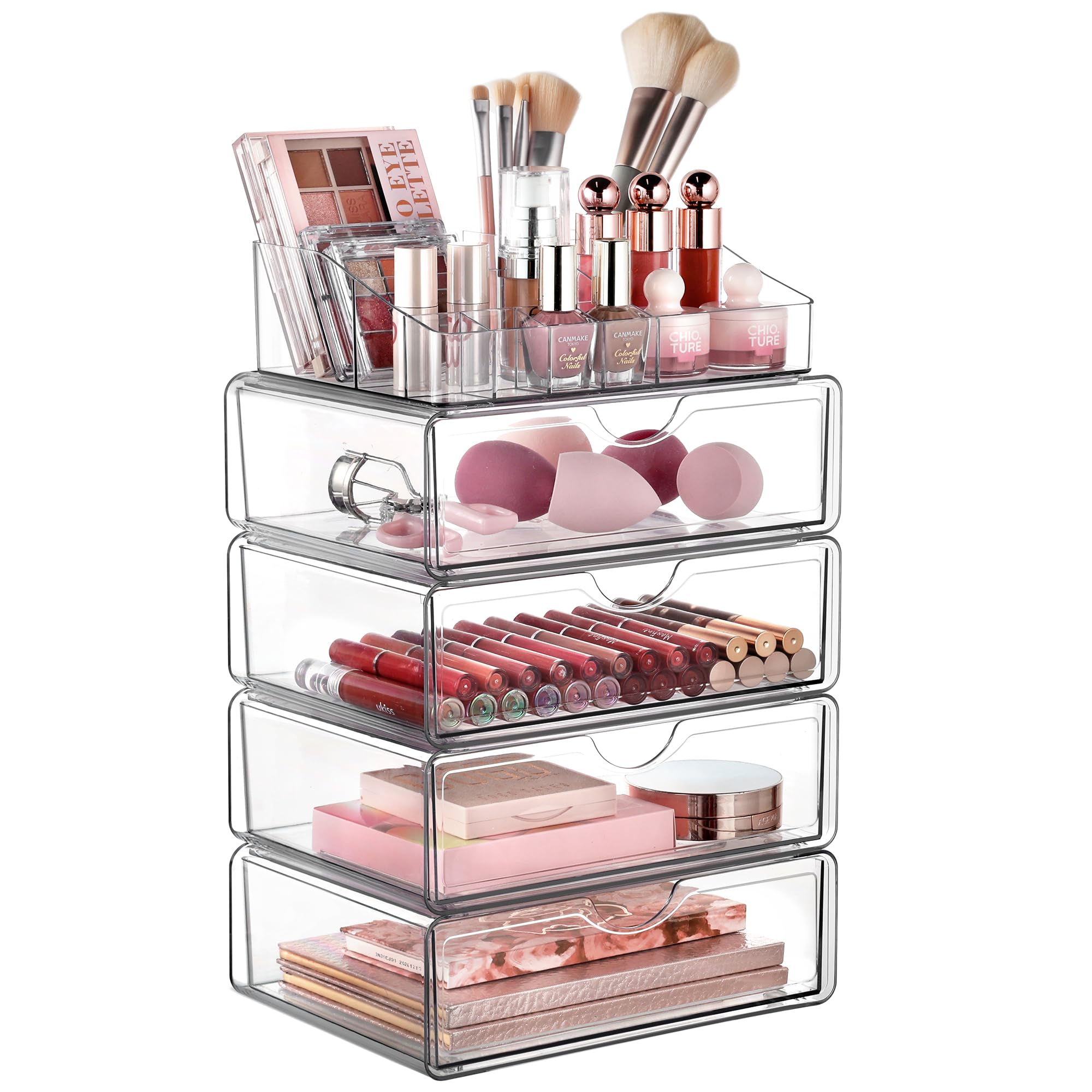 Organizador De Maquillaje Vtopmart Transparente De 5 Niveles Con Cajón Para Tocador - Venta Internacional.