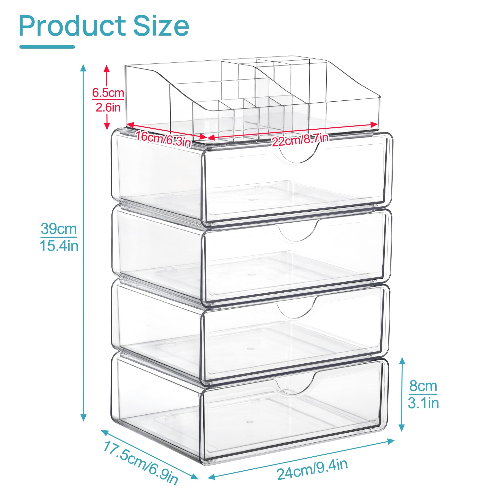 Foto 7 pulgar | Organizador De Maquillaje Vtopmart Transparente De 5 Niveles Con Cajón Para Tocador - Venta Internacional.