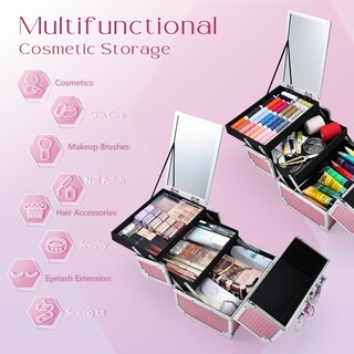 Foto 2 | Estuche Para Cosméticos Makeup Train Case Joligrace Con Espejo Y Candado En Forma De Sirena - Venta Internacional