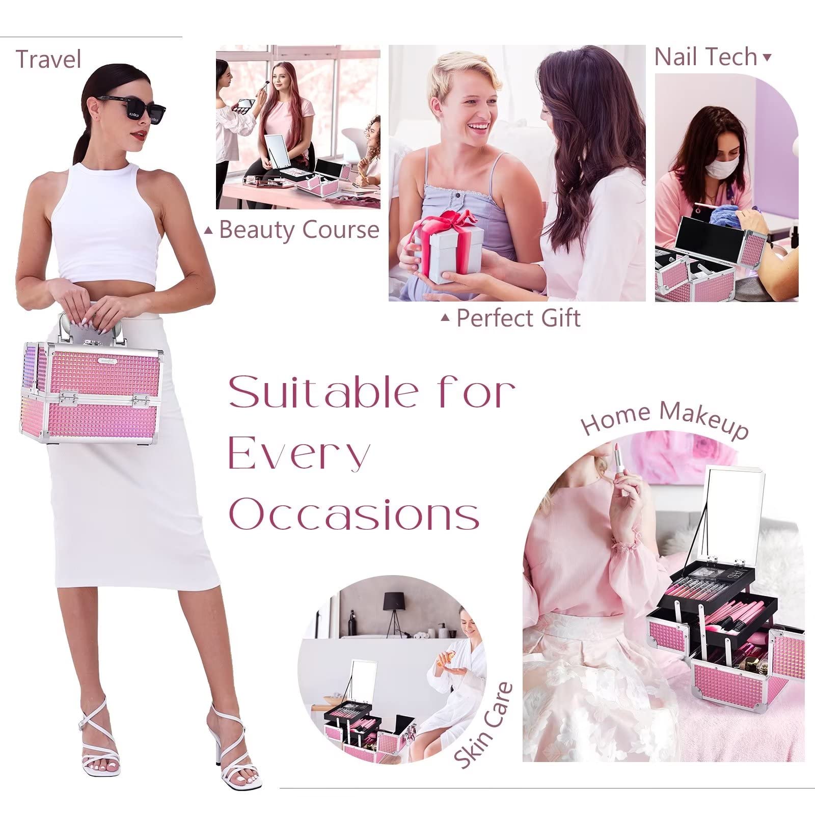 Foto 4 pulgar | Estuche Para Cosméticos Makeup Train Case Joligrace Con Espejo Y Candado En Forma De Sirena - Venta Internacional