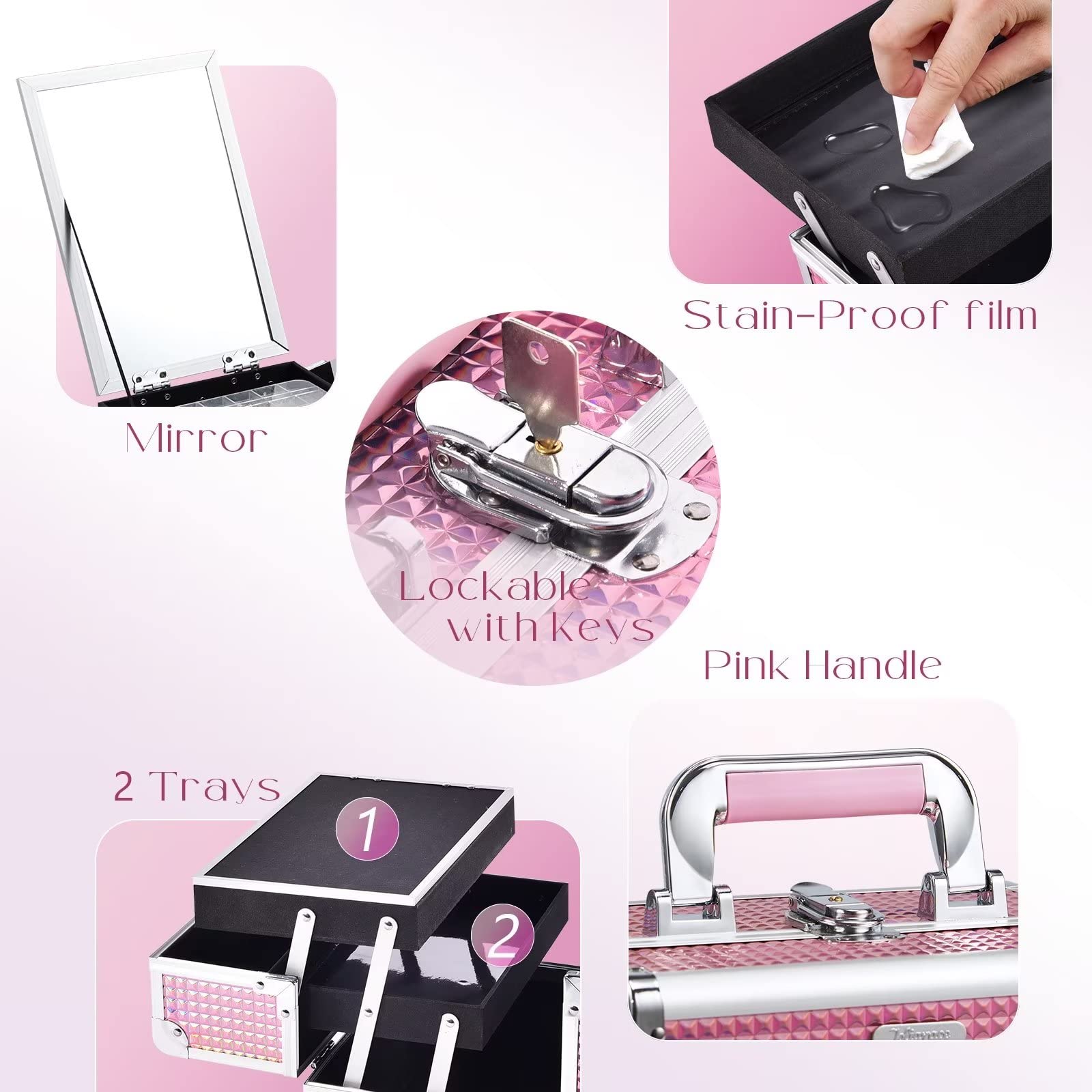 Foto 5 pulgar | Estuche Para Cosméticos Makeup Train Case Joligrace Con Espejo Y Candado En Forma De Sirena - Venta Internacional