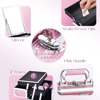 Foto 4 | Estuche Para Cosméticos Makeup Train Case Joligrace Con Espejo Y Candado En Forma De Sirena - Venta Internacional