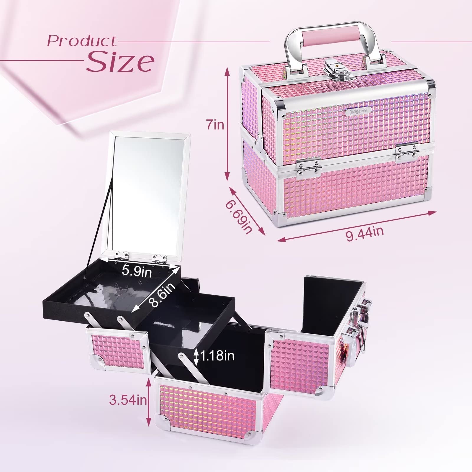 Foto 6 pulgar | Estuche Para Cosméticos Makeup Train Case Joligrace Con Espejo Y Candado En Forma De Sirena - Venta Internacional