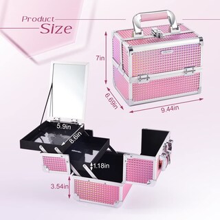 Foto 5 | Estuche Para Cosméticos Makeup Train Case Joligrace Con Espejo Y Candado En Forma De Sirena - Venta Internacional