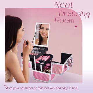 Foto 6 | Estuche Para Cosméticos Makeup Train Case Joligrace Con Espejo Y Candado En Forma De Sirena - Venta Internacional