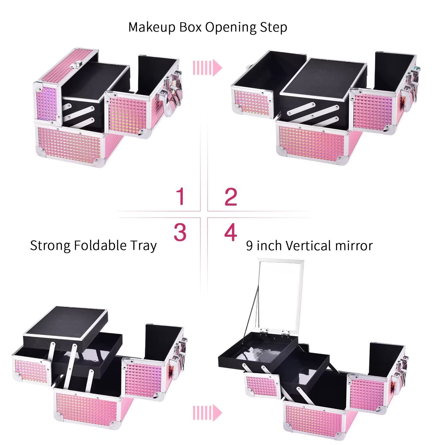 Foto 8 pulgar | Estuche Para Cosméticos Makeup Train Case Joligrace Con Espejo Y Candado En Forma De Sirena - Venta Internacional