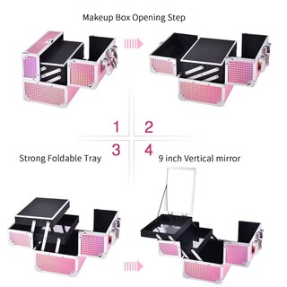 Foto 7 | Estuche Para Cosméticos Makeup Train Case Joligrace Con Espejo Y Candado En Forma De Sirena - Venta Internacional