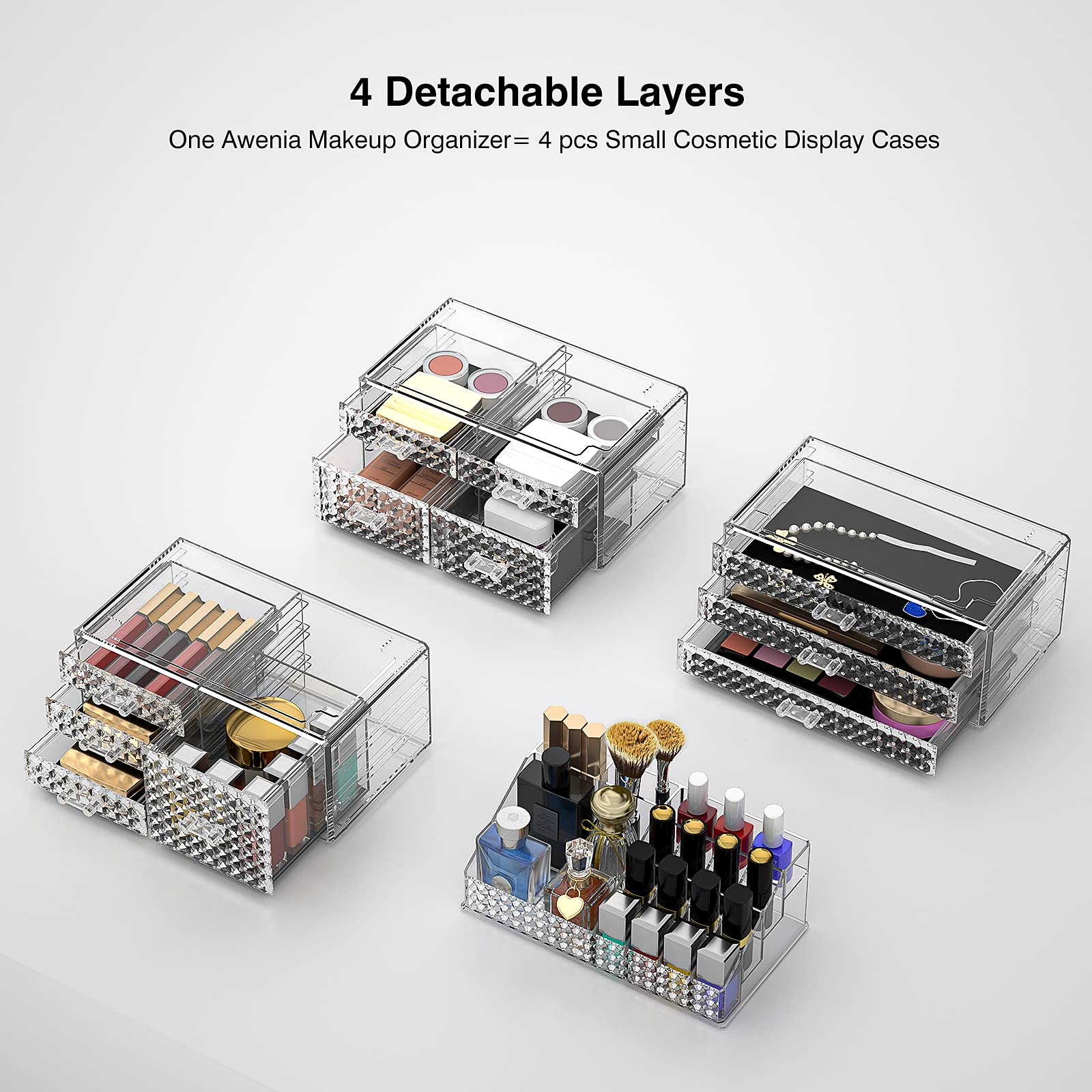 Foto 4 pulgar | Organizador De Maquillaje Awenia, Apilable, Con 11 Cajones, Acrílico Transparente - Venta Internacional.