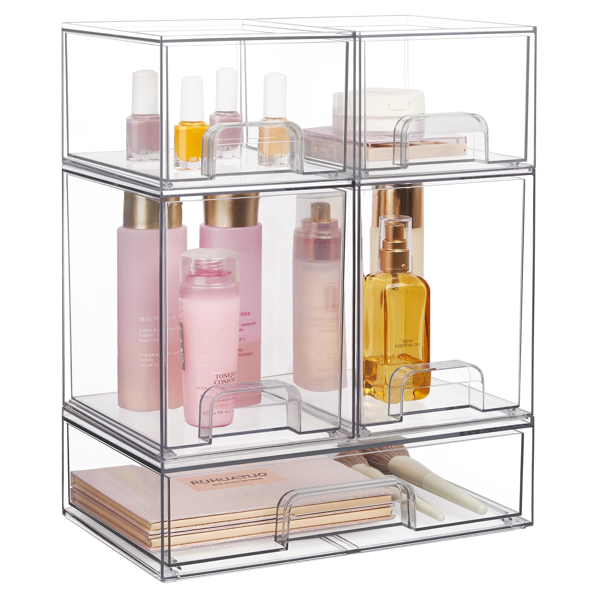 Foto 1 | Juego De Cajones De Almacenamiento Vtopmart Apilables De Plástico Transparente X5 - Venta Internacional.