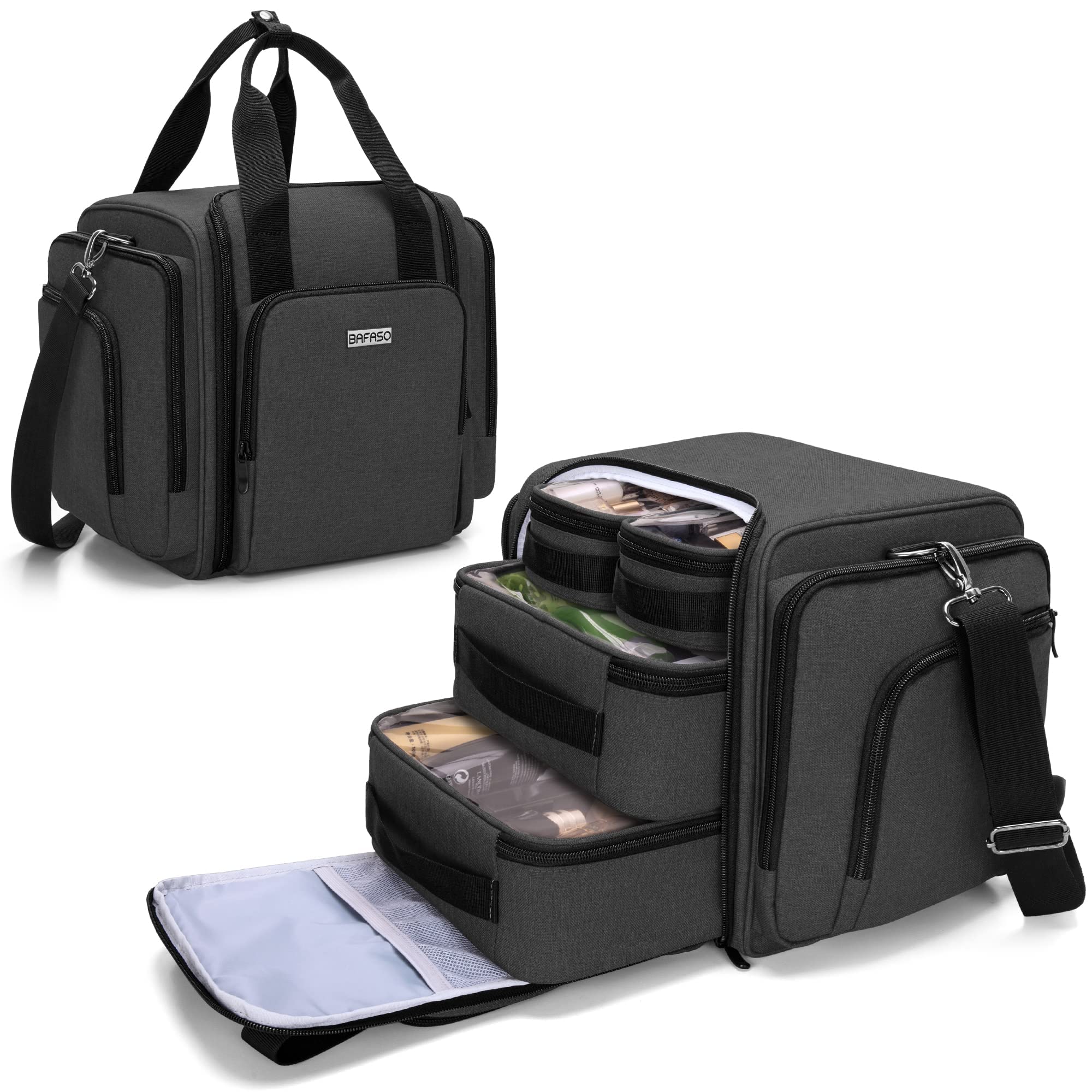 Bolsa De Cosméticos Bafaso Travel Makeup Con 4 Bolsas Extraíbles, Color Negro - Venta Internacional.
