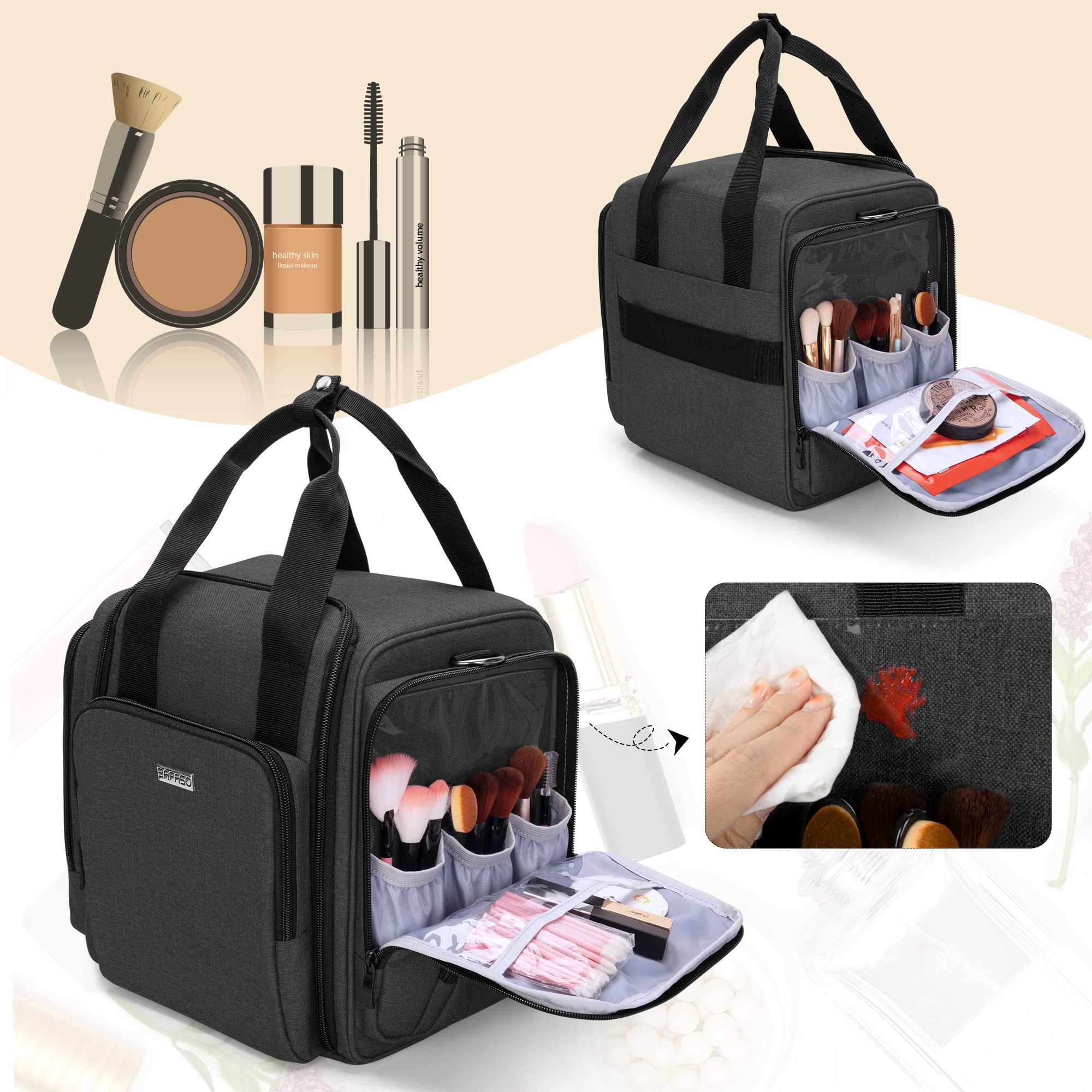 Foto 4 pulgar | Bolsa De Cosméticos Bafaso Travel Makeup Con 4 Bolsas Extraíbles, Color Negro - Venta Internacional.