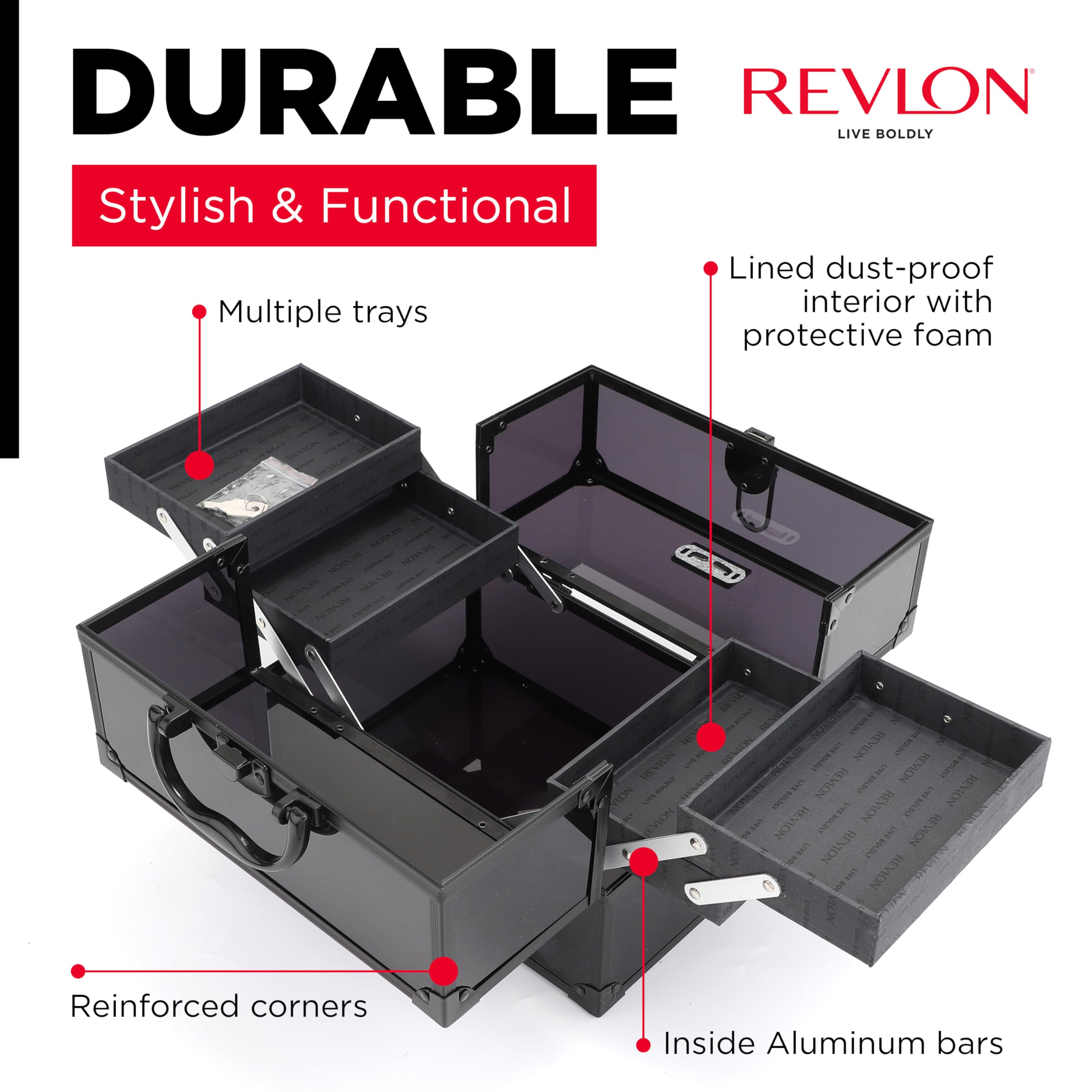 Foto 5 pulgar | Caja Organizadora De Maquillaje Revlon Secure Con Candado Y Llave De 25 Cm De Tamaño - Venta Internacional.
