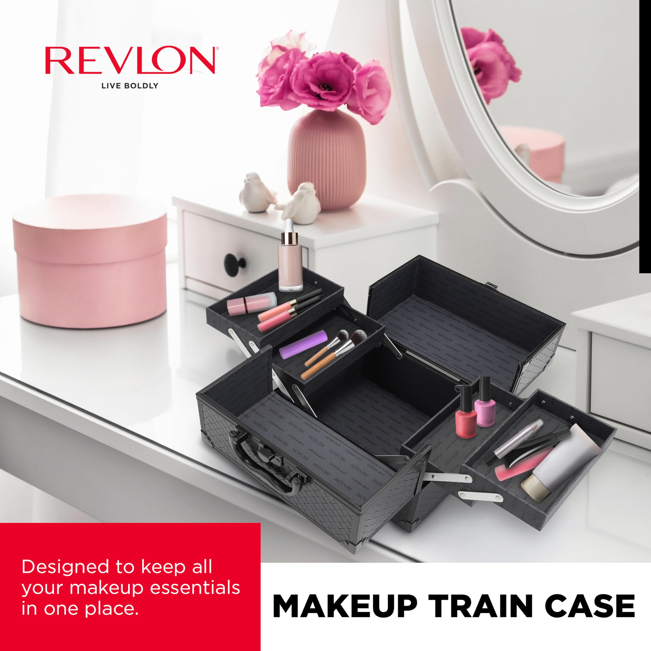 Foto 3 pulgar | Caja Organizadora Revlon Secure Con Cerradura Y Llave De 25 Cm, Color Negro - Venta Internacional.