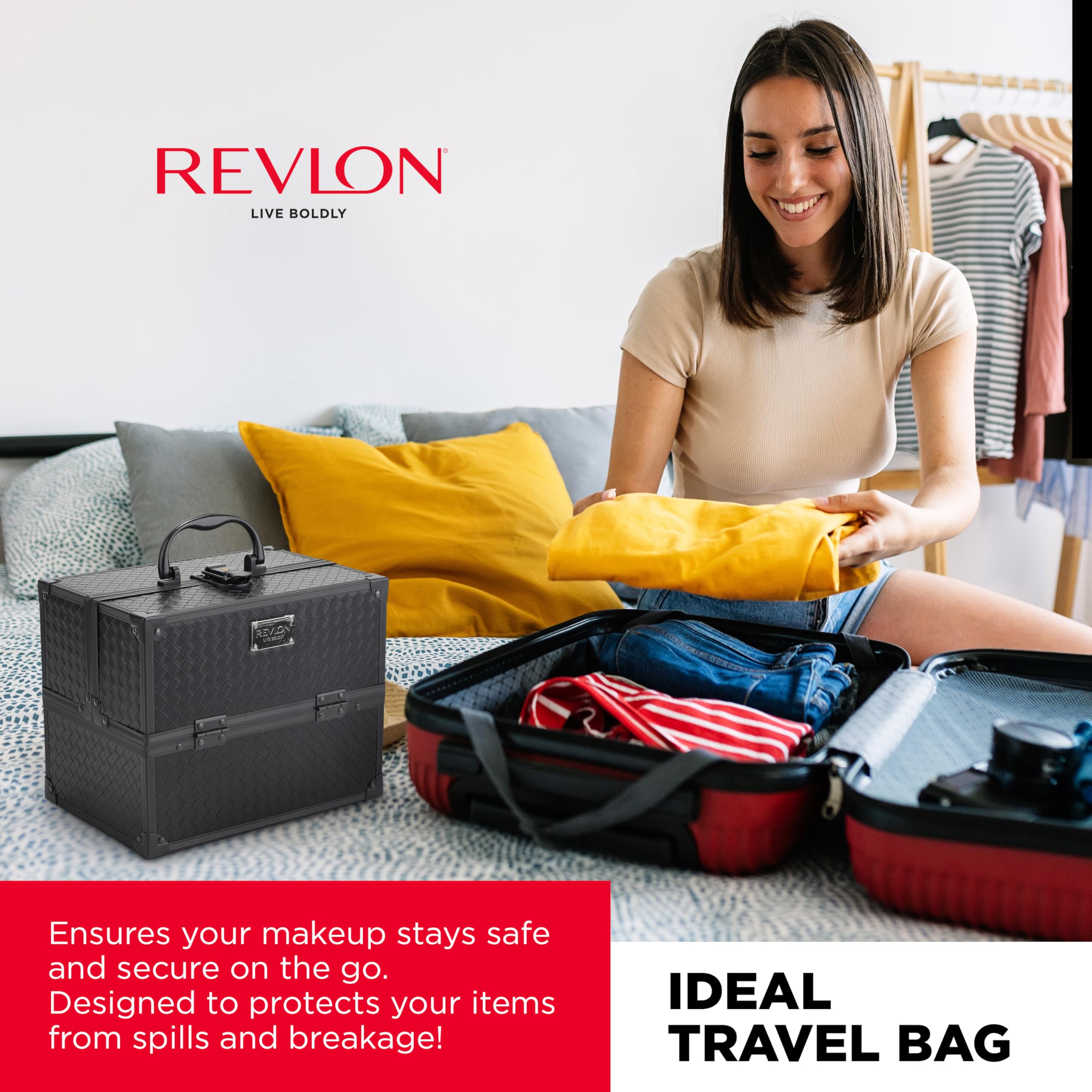 Foto 4 pulgar | Caja Organizadora Revlon Secure Con Cerradura Y Llave De 25 Cm, Color Negro - Venta Internacional.