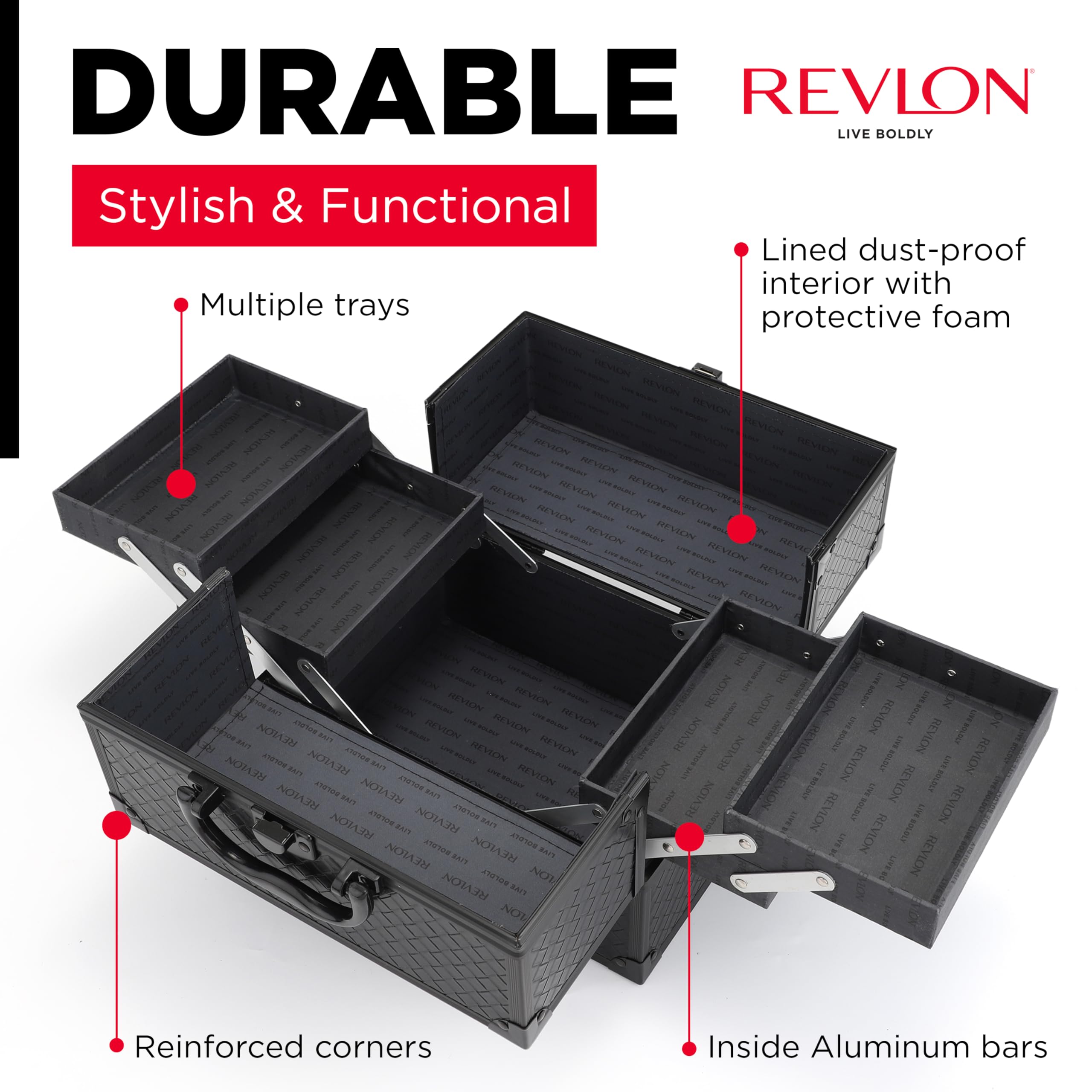 Foto 5 pulgar | Caja Organizadora Revlon Secure Con Cerradura Y Llave De 25 Cm, Color Negro - Venta Internacional.