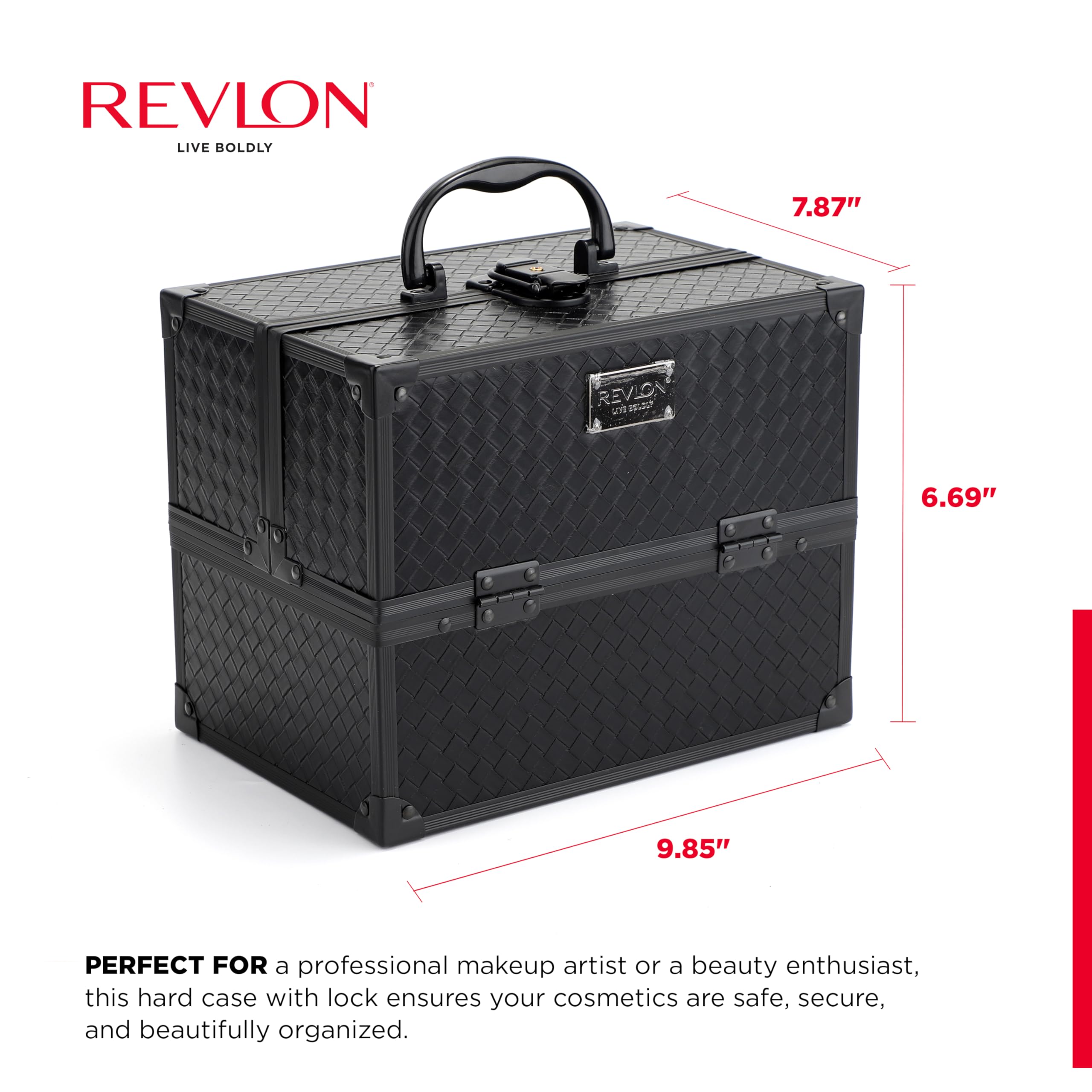 Foto 6 | Caja Organizadora Revlon Secure Con Cerradura Y Llave De 25 Cm, Color Negro - Venta Internacional.