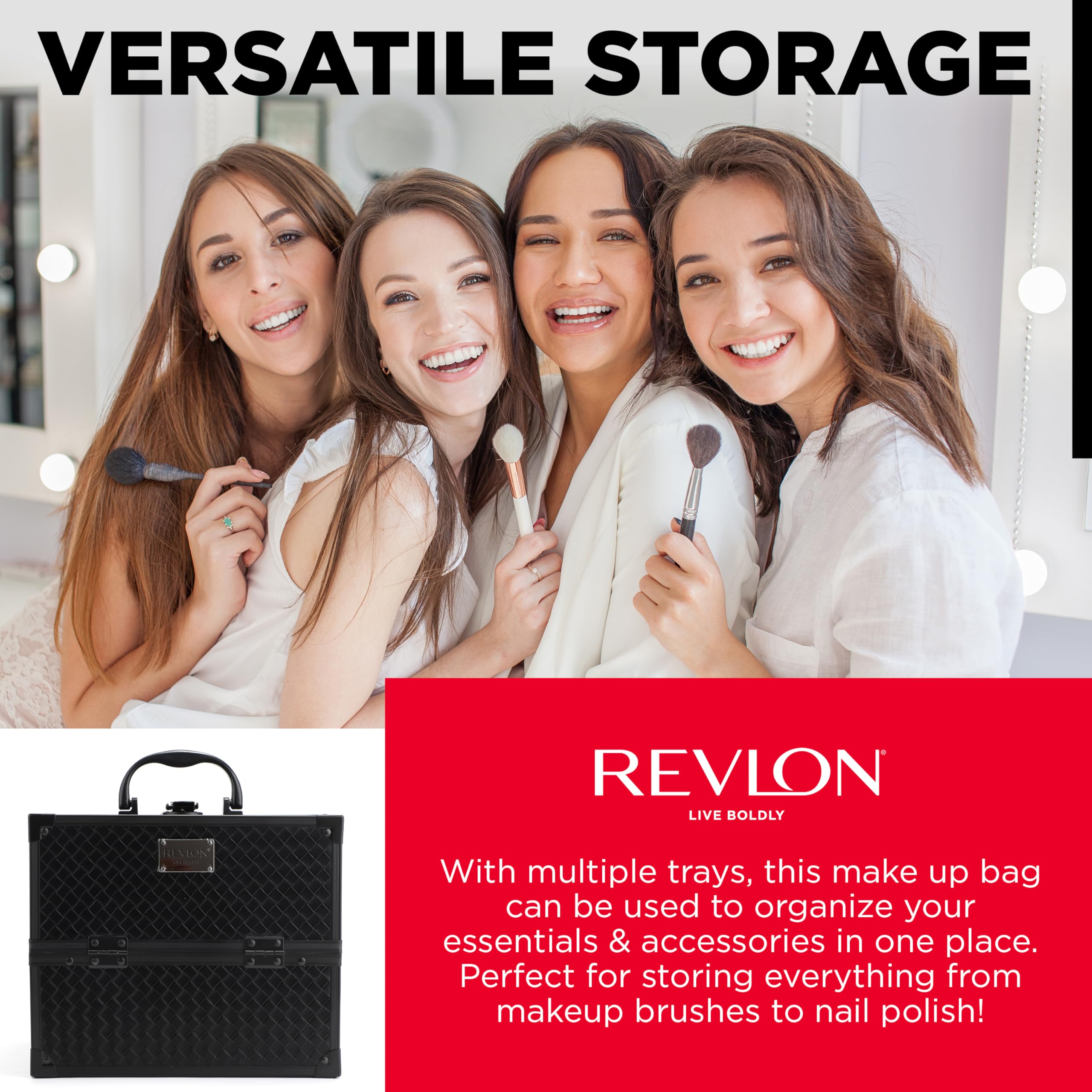 Foto 8 pulgar | Caja Organizadora Revlon Secure Con Cerradura Y Llave De 25 Cm, Color Negro - Venta Internacional.