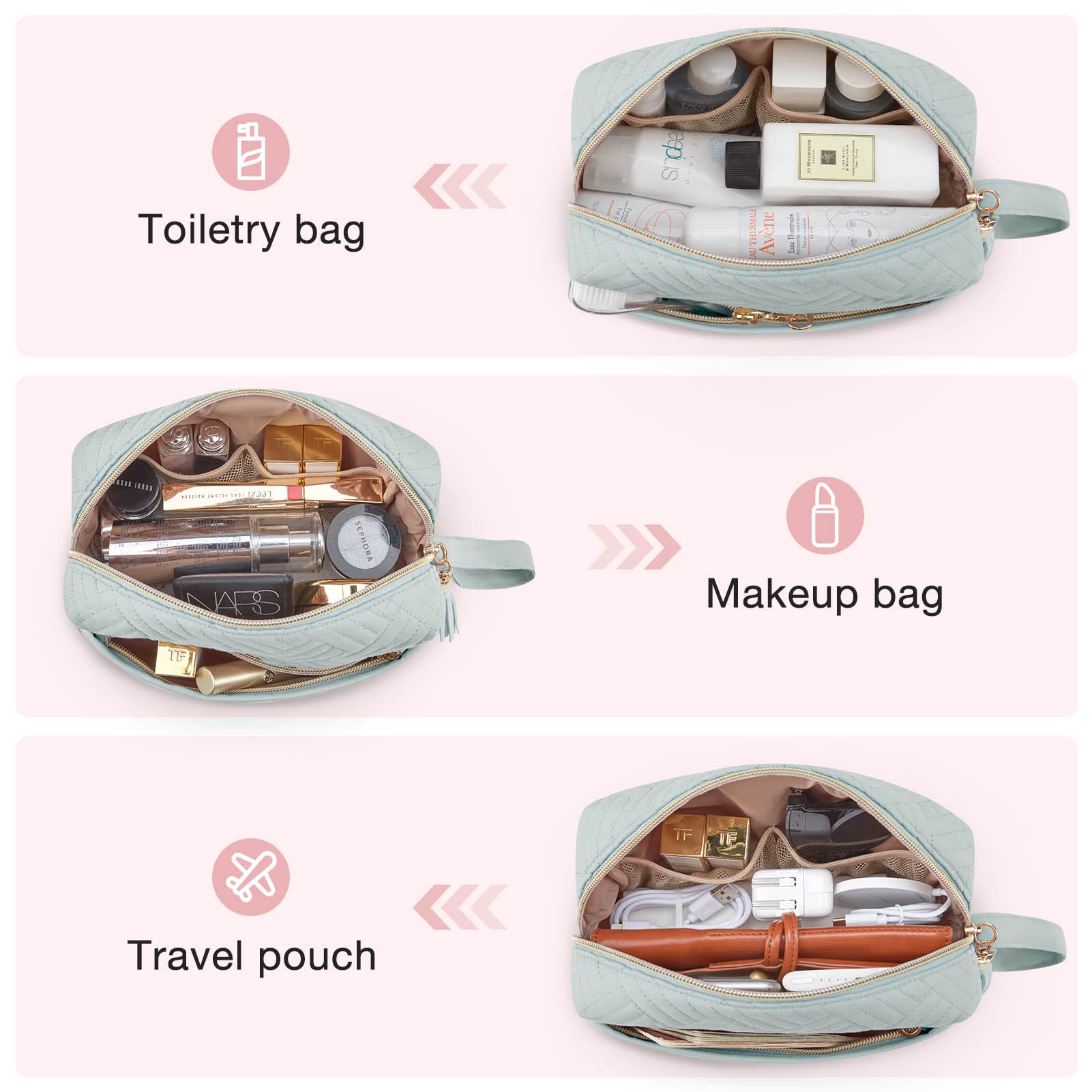 Foto 6 pulgar | Bolsa De Maquillaje Bagsmart Para Cosméticos, Artículos De Tocador De Viaje, Color Azul Claro - Venta Internacional.