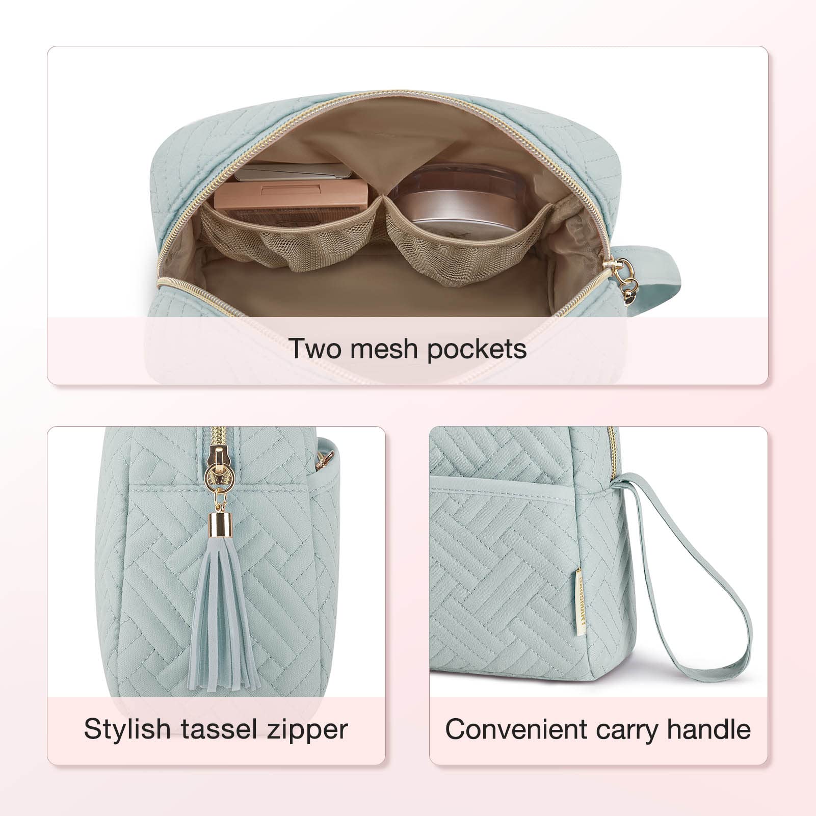 Foto 7 pulgar | Bolsa De Maquillaje Bagsmart Para Cosméticos, Artículos De Tocador De Viaje, Color Azul Claro - Venta Internacional.