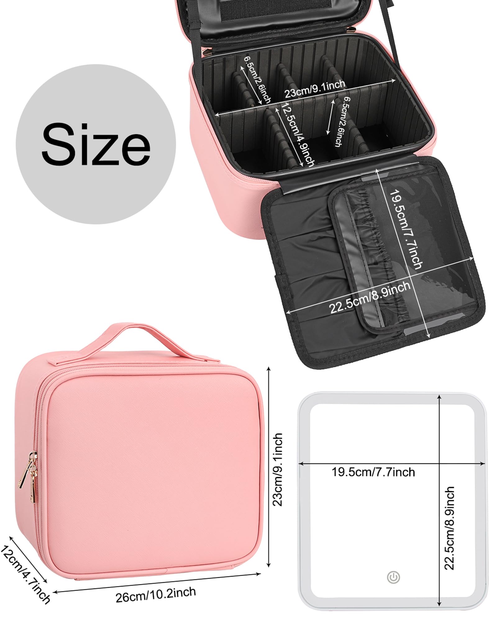 Foto 6 | Bolsa De Maquillaje Relavel Con Espejo Iluminado Y 3 Luces De Color Rosa - Venta Internacional.