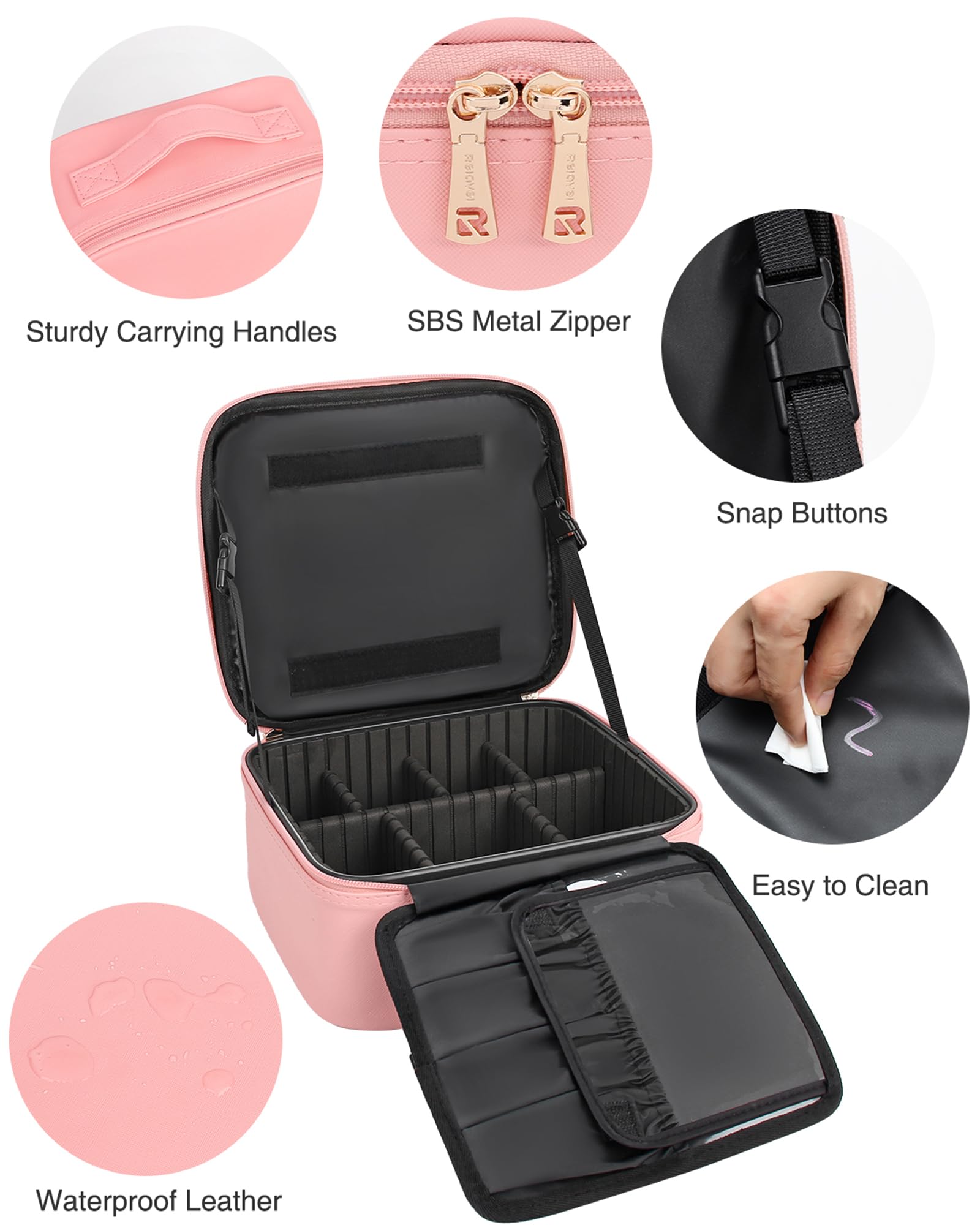 Foto 7 | Bolsa De Maquillaje Relavel Con Espejo Iluminado Y 3 Luces De Color Rosa - Venta Internacional.