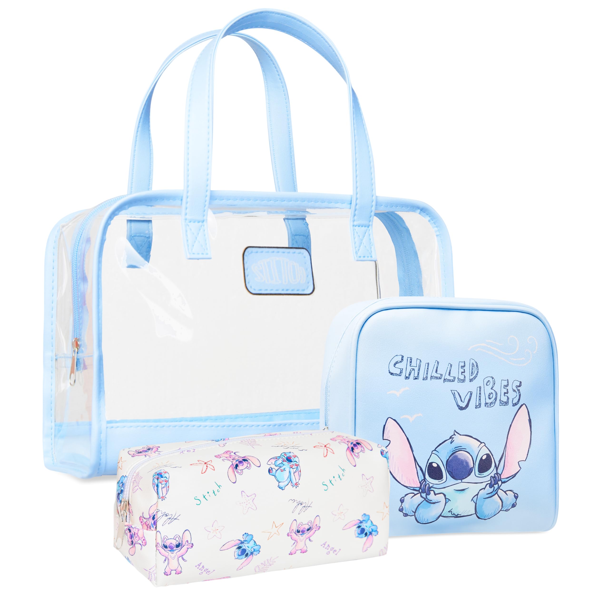 Foto 2 pulgar | Set De Neceseres Disney Stitch Para Mujer Con Botellas De Viaje - Venta Internacional.