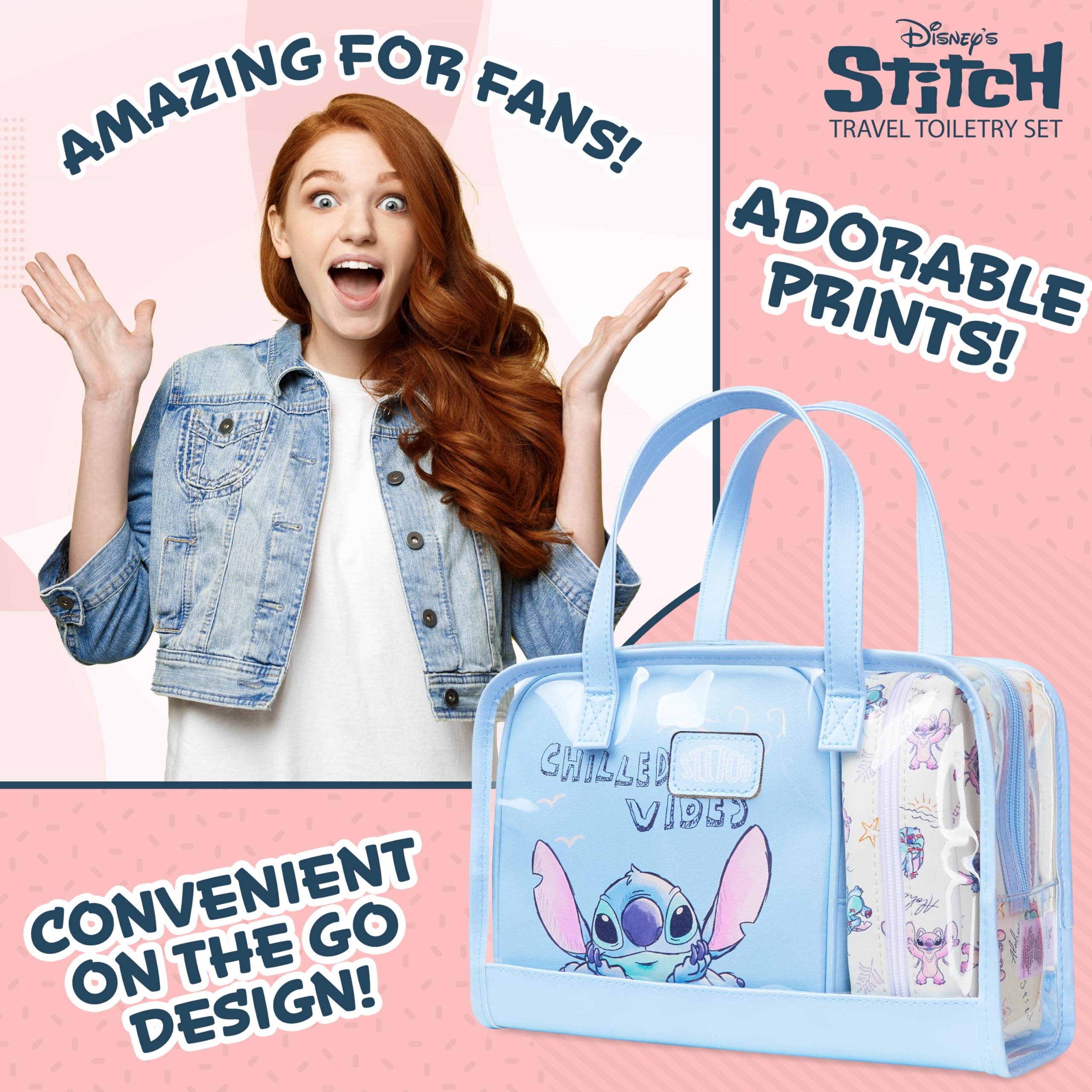 Foto 3 | Set De Neceseres Disney Stitch Para Mujer Con Botellas De Viaje - Venta Internacional.