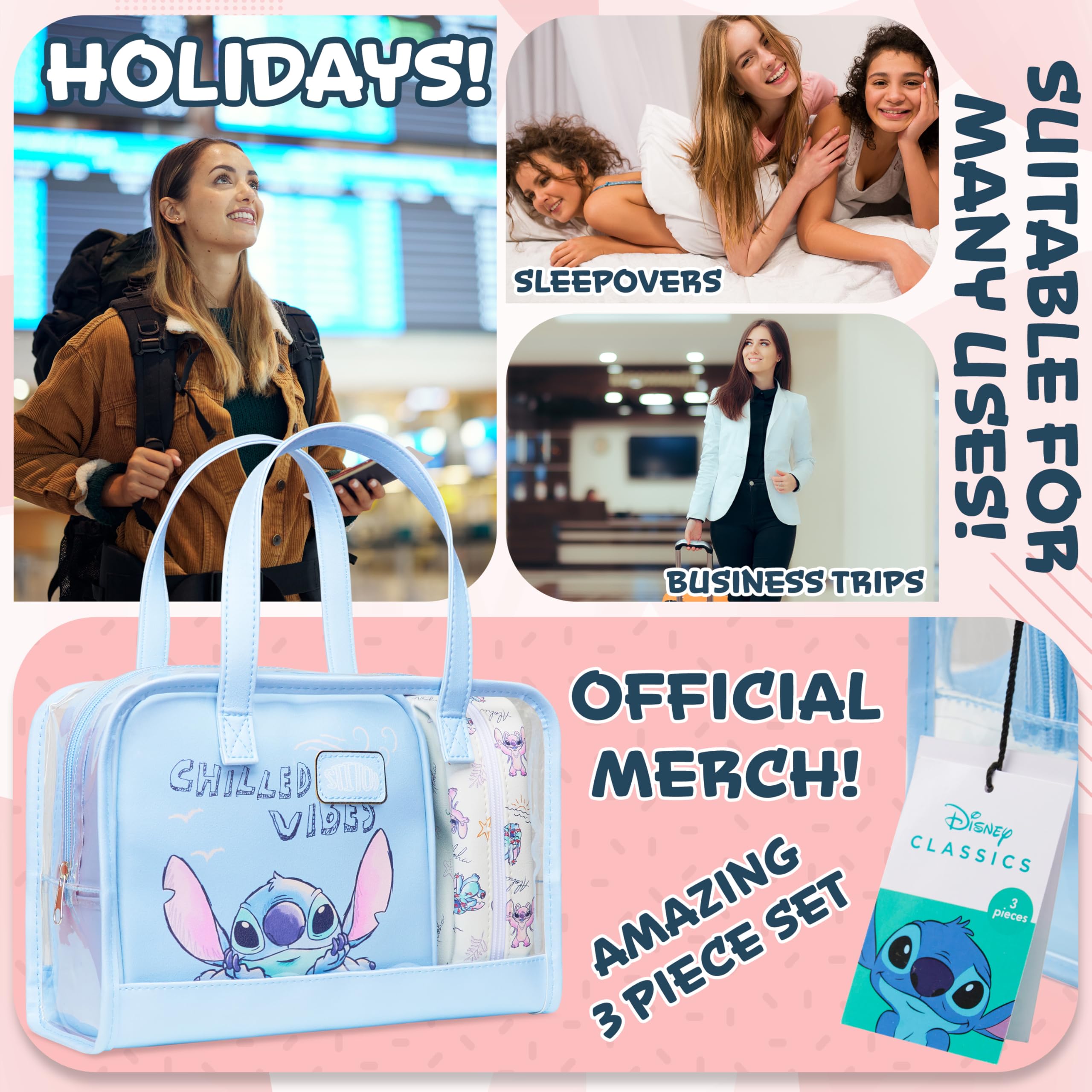 Foto 5 | Set De Neceseres Disney Stitch Para Mujer Con Botellas De Viaje - Venta Internacional.
