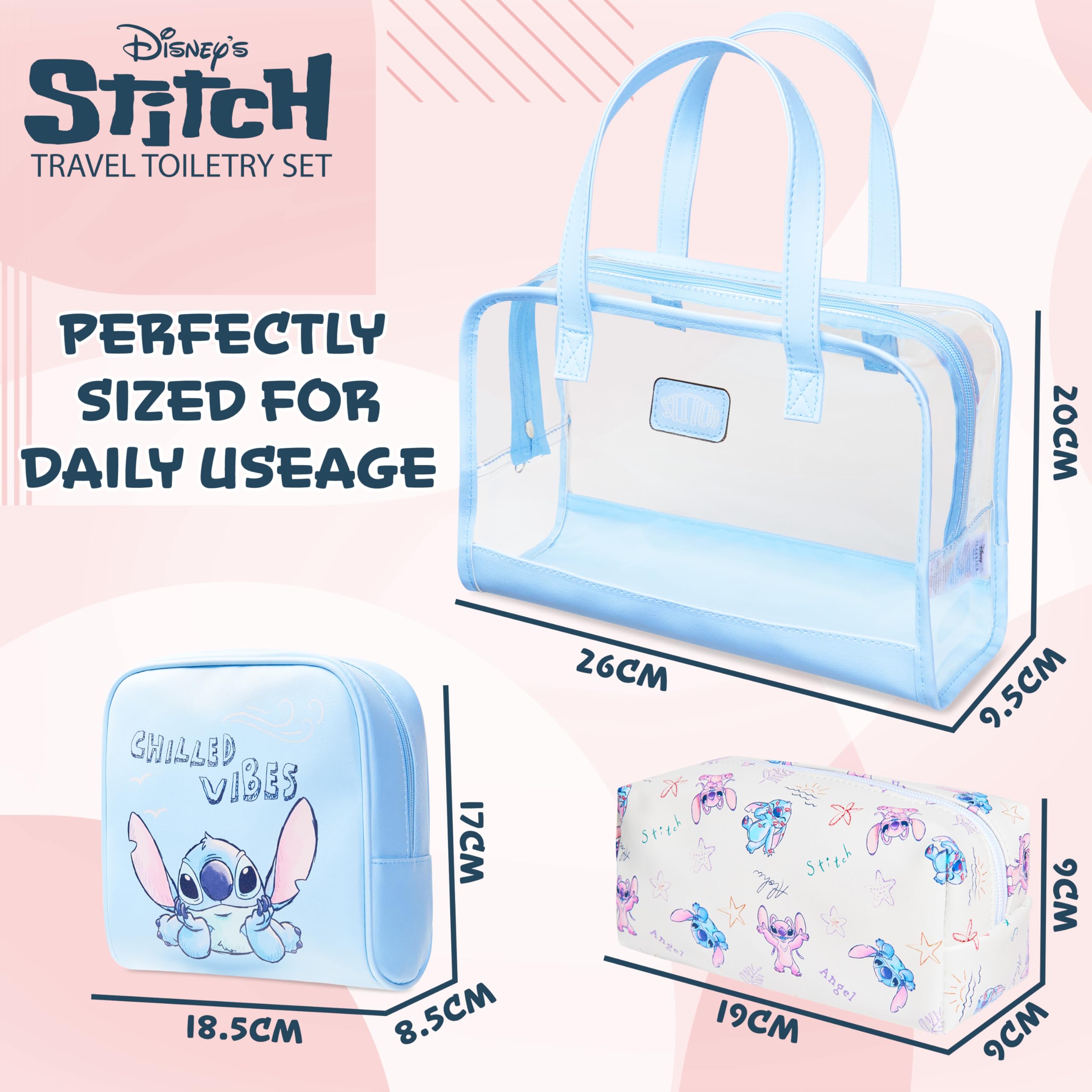 Foto 7 pulgar | Set De Neceseres Disney Stitch Para Mujer Con Botellas De Viaje - Venta Internacional.