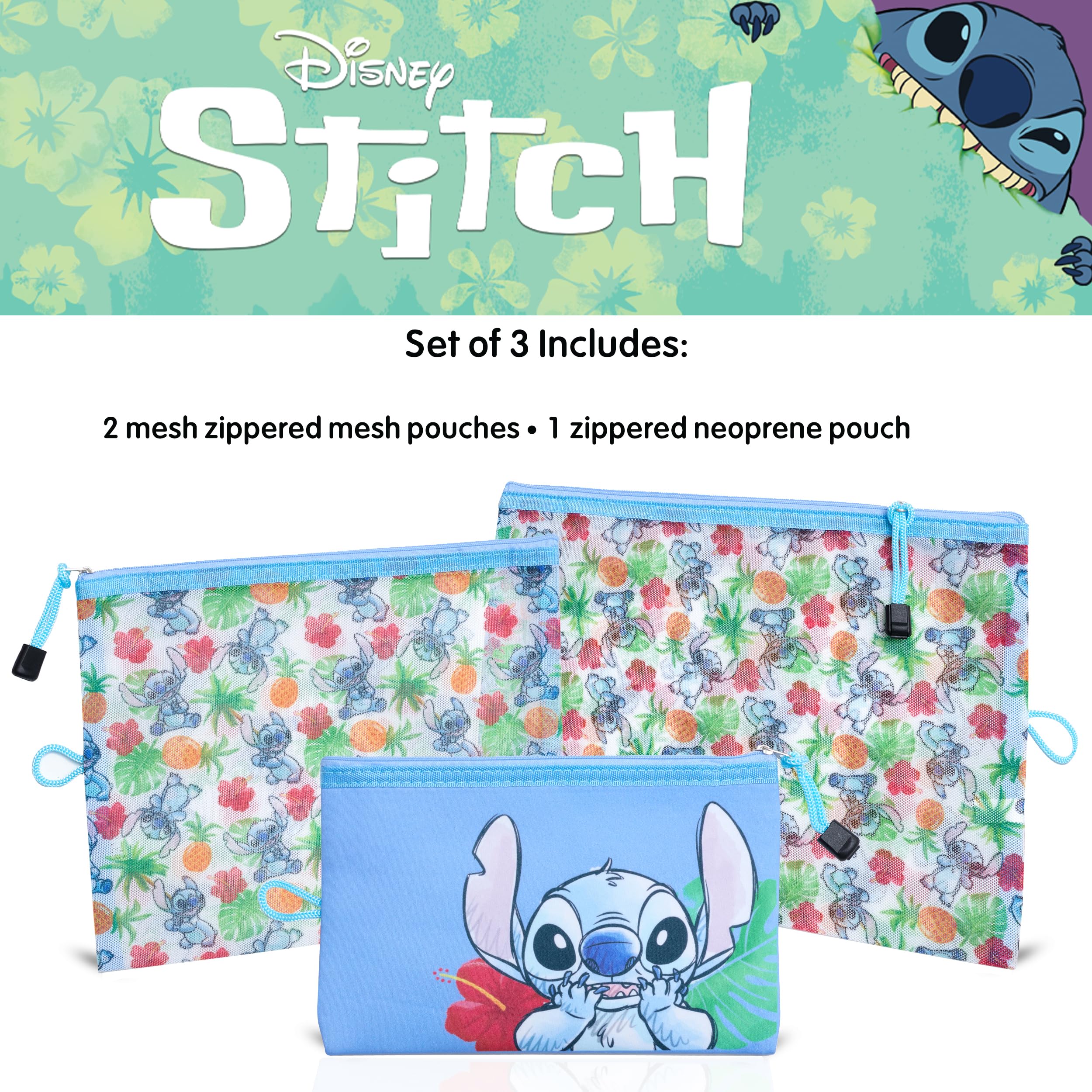Foto 6 pulgar | Set De Bolsas De Viaje Disney Stitch, Paquete De 3 Licencias Oficiales - Venta Internacional.