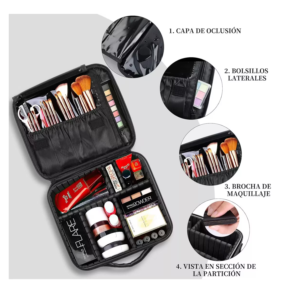 Foto 5 pulgar | Estuche Organizador De Maquillaje Lab.g De Viaje Para Cosméticos, Negro